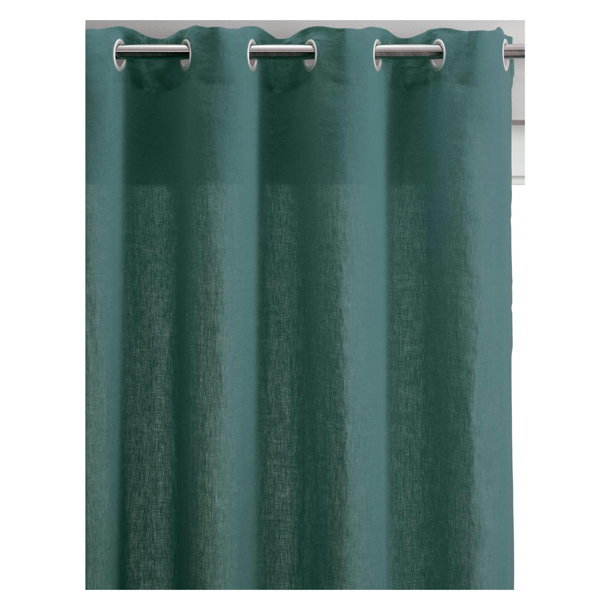 ZEFF - Rideau voile  en lin prusse 140 x 280