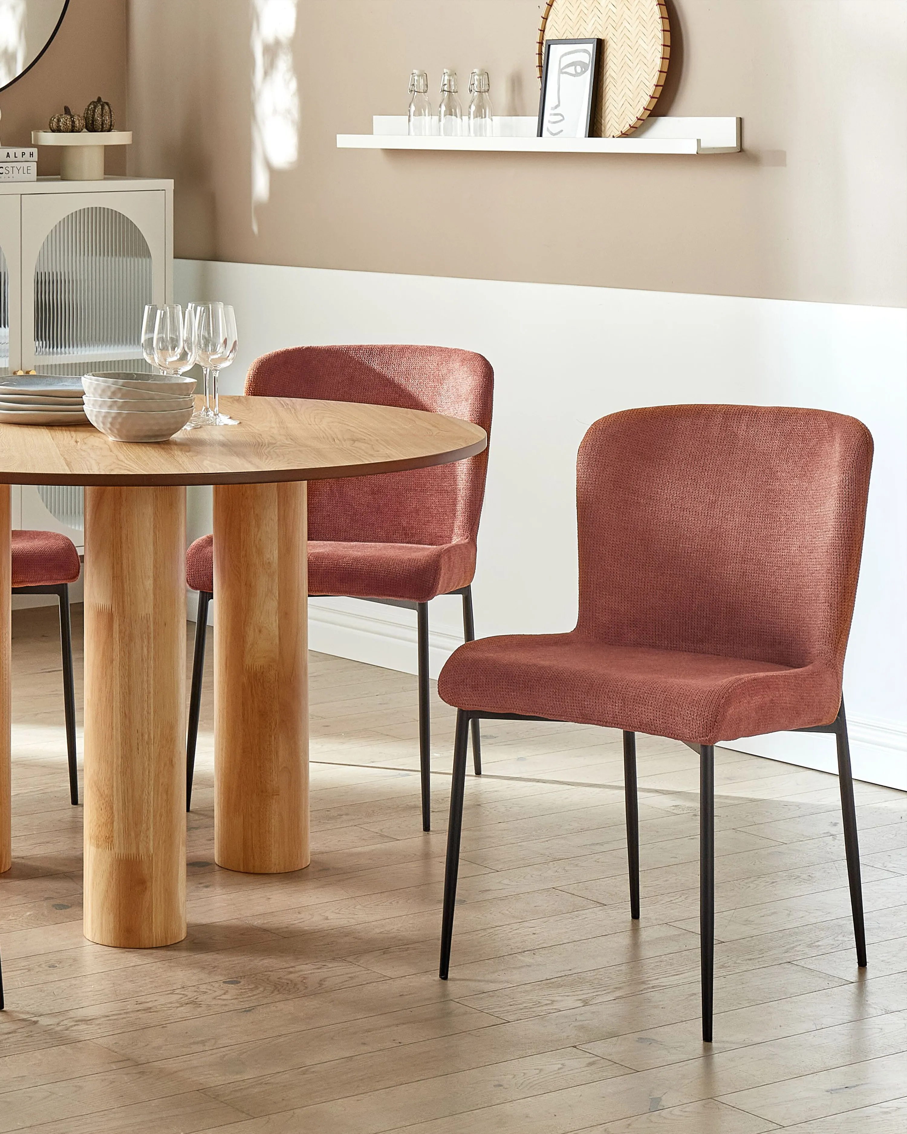 Set of 2 Dining Chairs ADA Fabric Brown