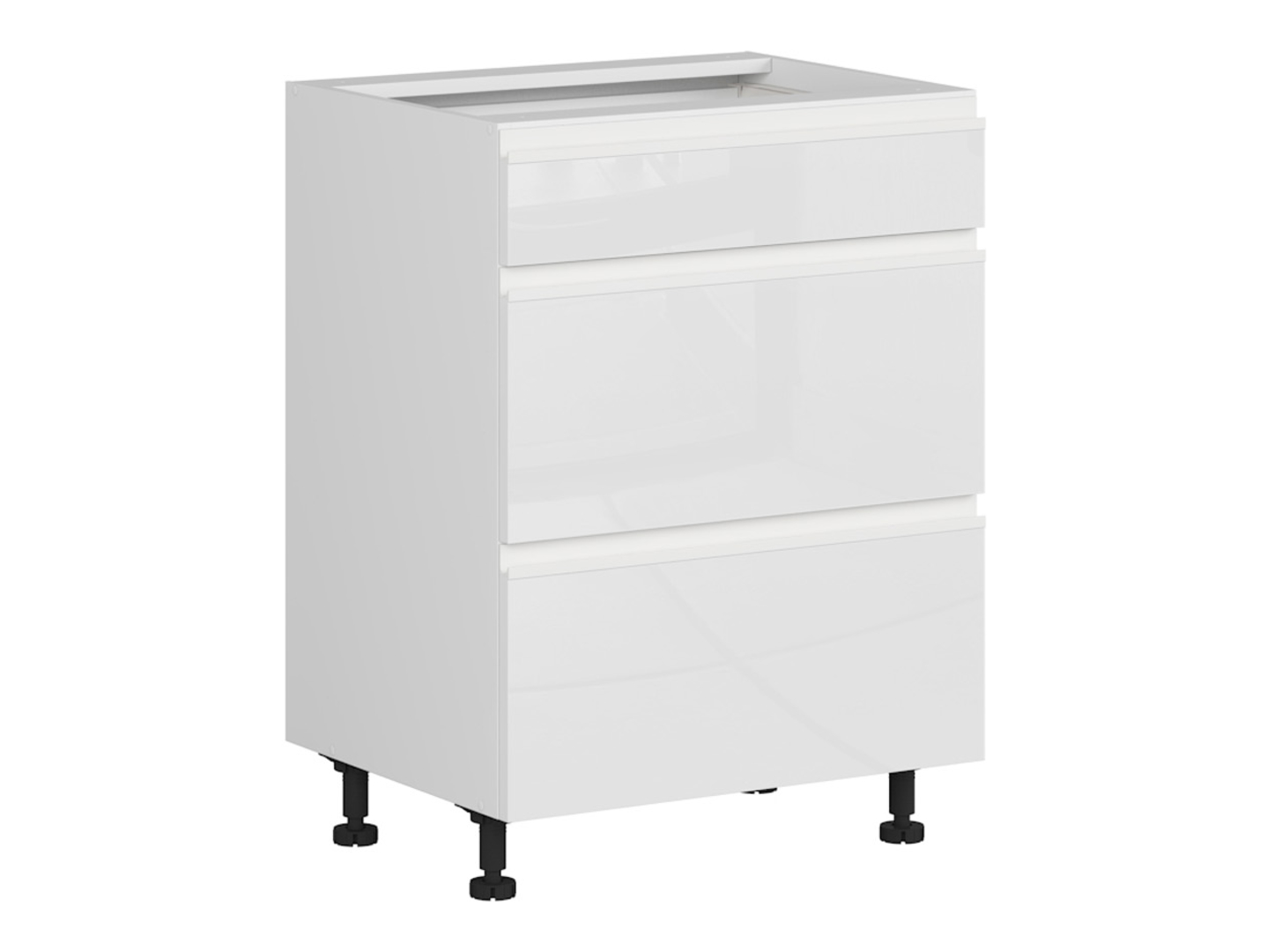 Szafka kuchenna dolna Sole 60 cm z szufladami cichy domyk biały połysk