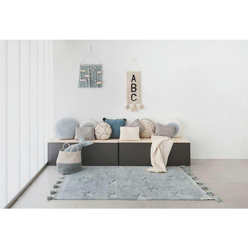 STAR - Tapis coton motif star bleu 120x175cm