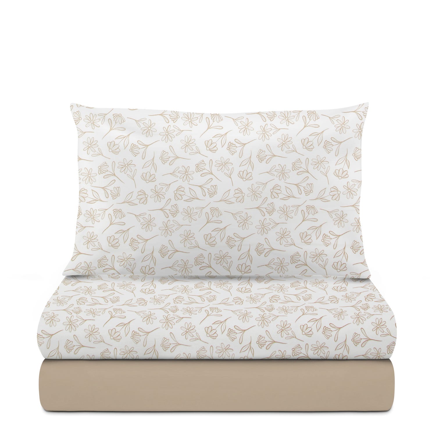 Completo letto 1 piazza e mezza fiori sabbia cotone
