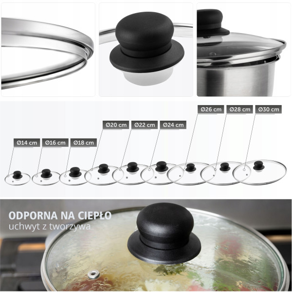 Pokrywa Do Garnka Patelni Żaroodporna Szklana 16cm