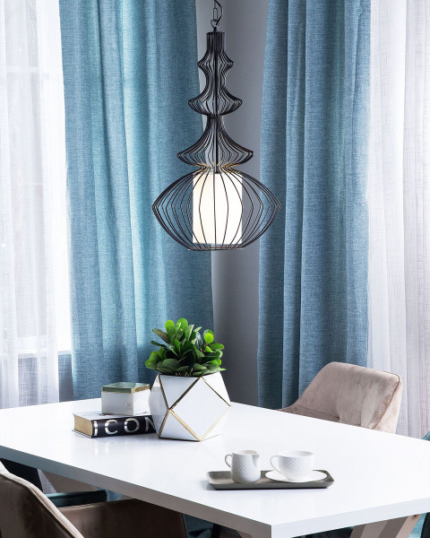 Lampa sufitowa wisząca z drutu czarna