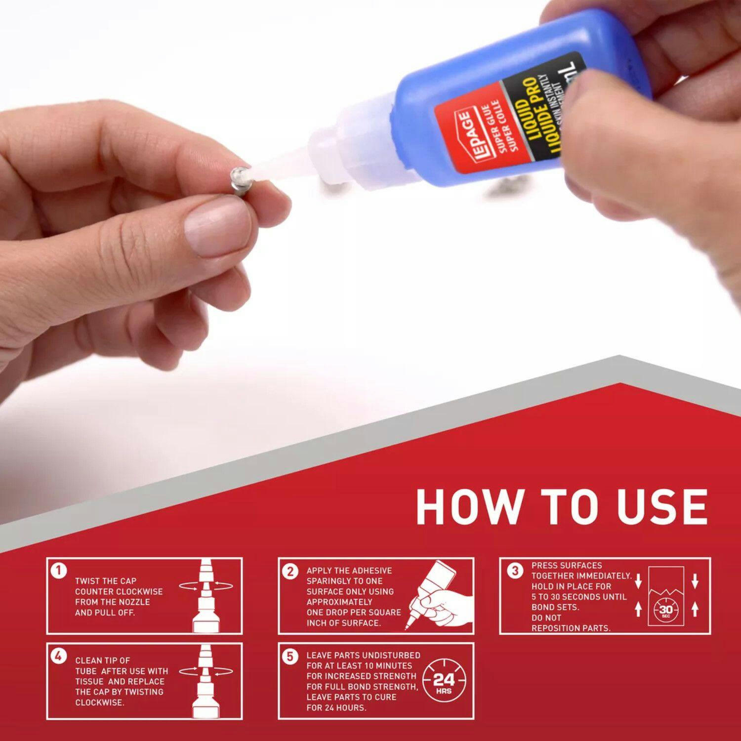 LePage Liquid Pro Super Glue Multi-Purpose Cyanoacrylate Adhesive, Fast-Setting, Clear, 20-mL