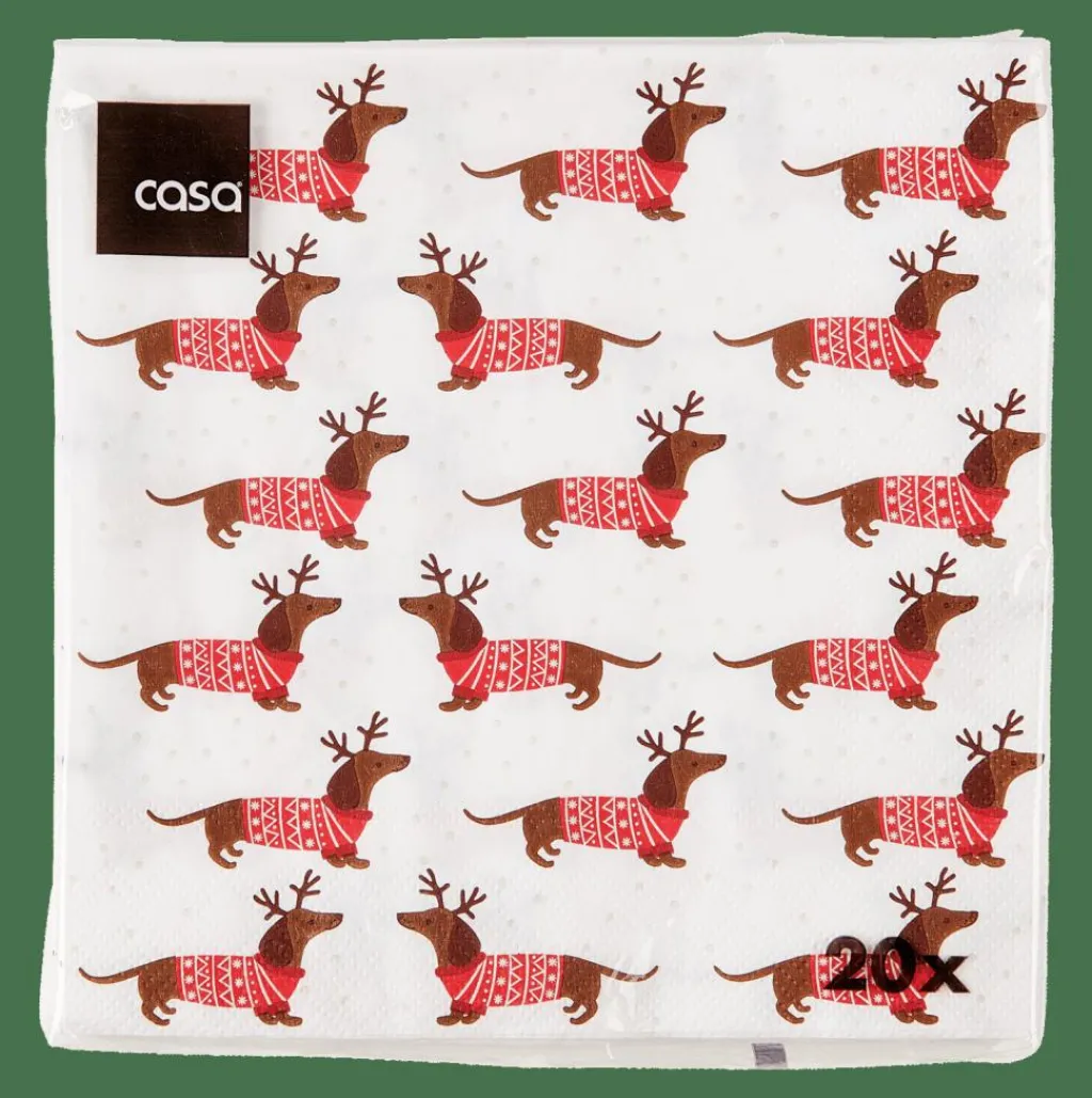 Serviettes^CASA X-MAS DOG Set De 20 Serviettes Multicolore