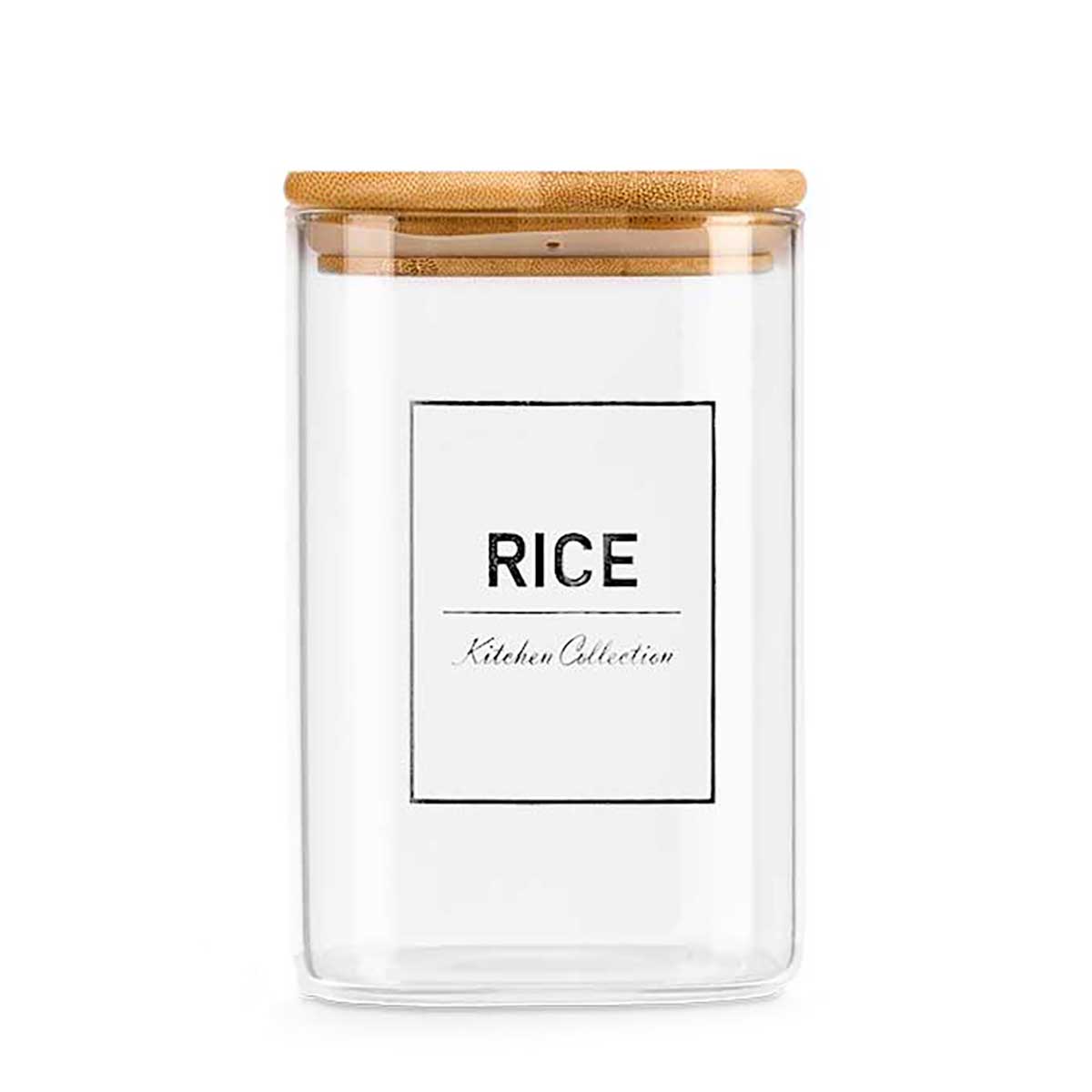 Frasco Para Arroz Com Tampa Em Bambu 1,2l