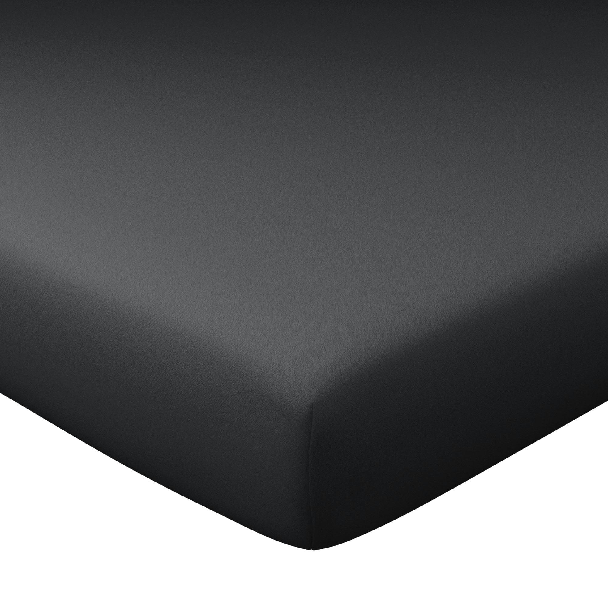 FLANELLE - Drap-housse grand bonnet 90x190x32 gris anthracite en coton