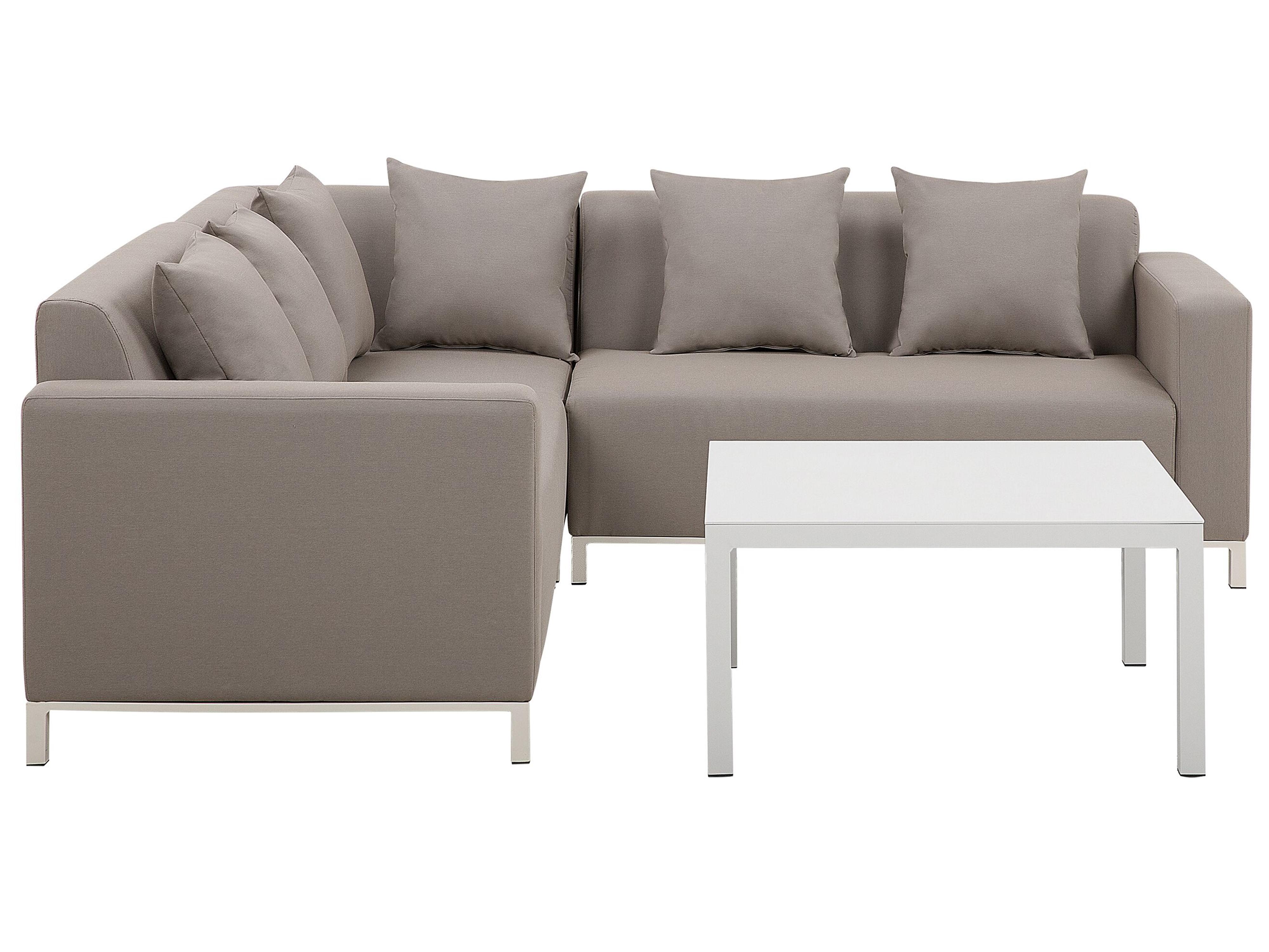 Garden Corner Sofa with Table 5 Seater BELIZE Left Hand Modular Beige