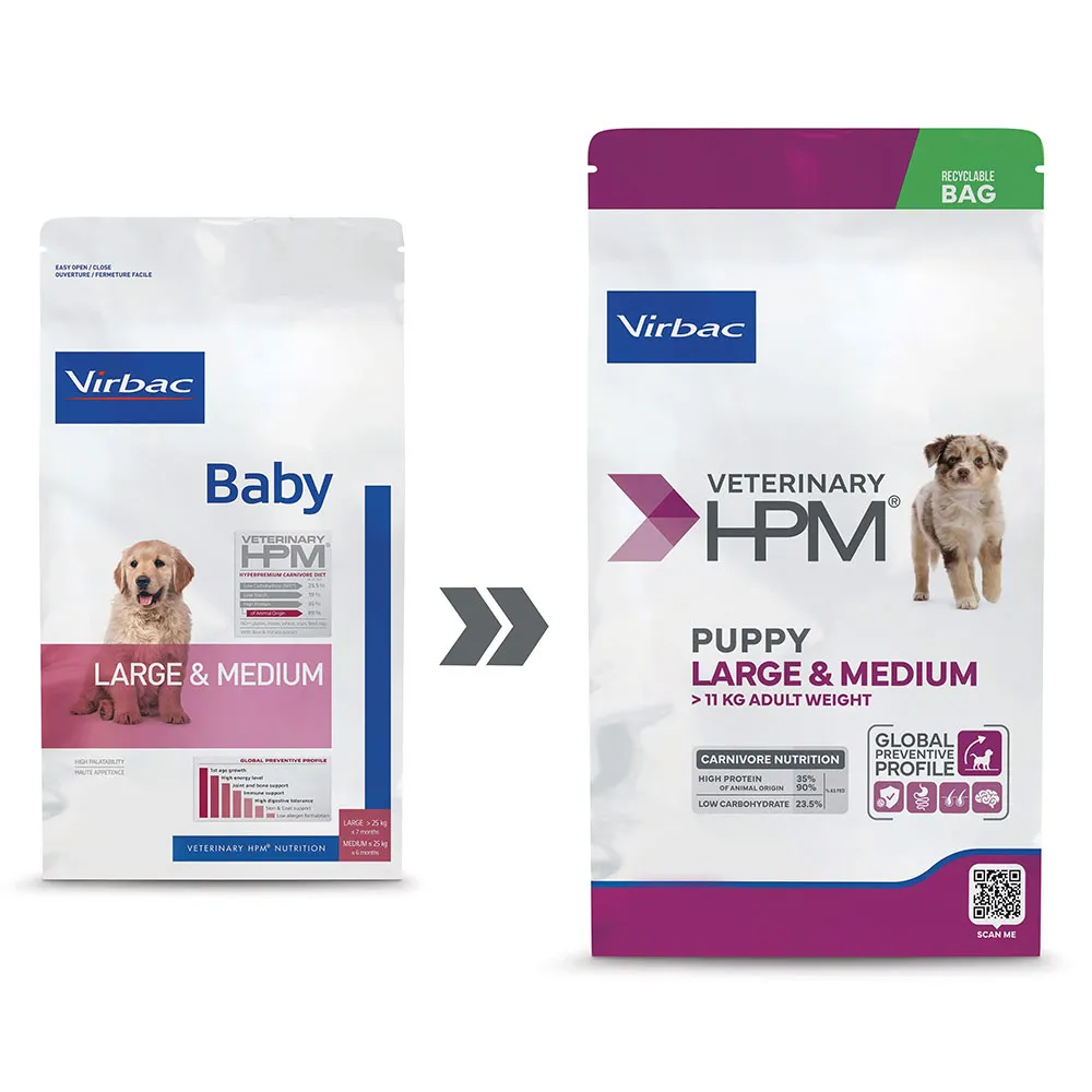 Virbac HPM Puppy Large & Medium dog food 3kg