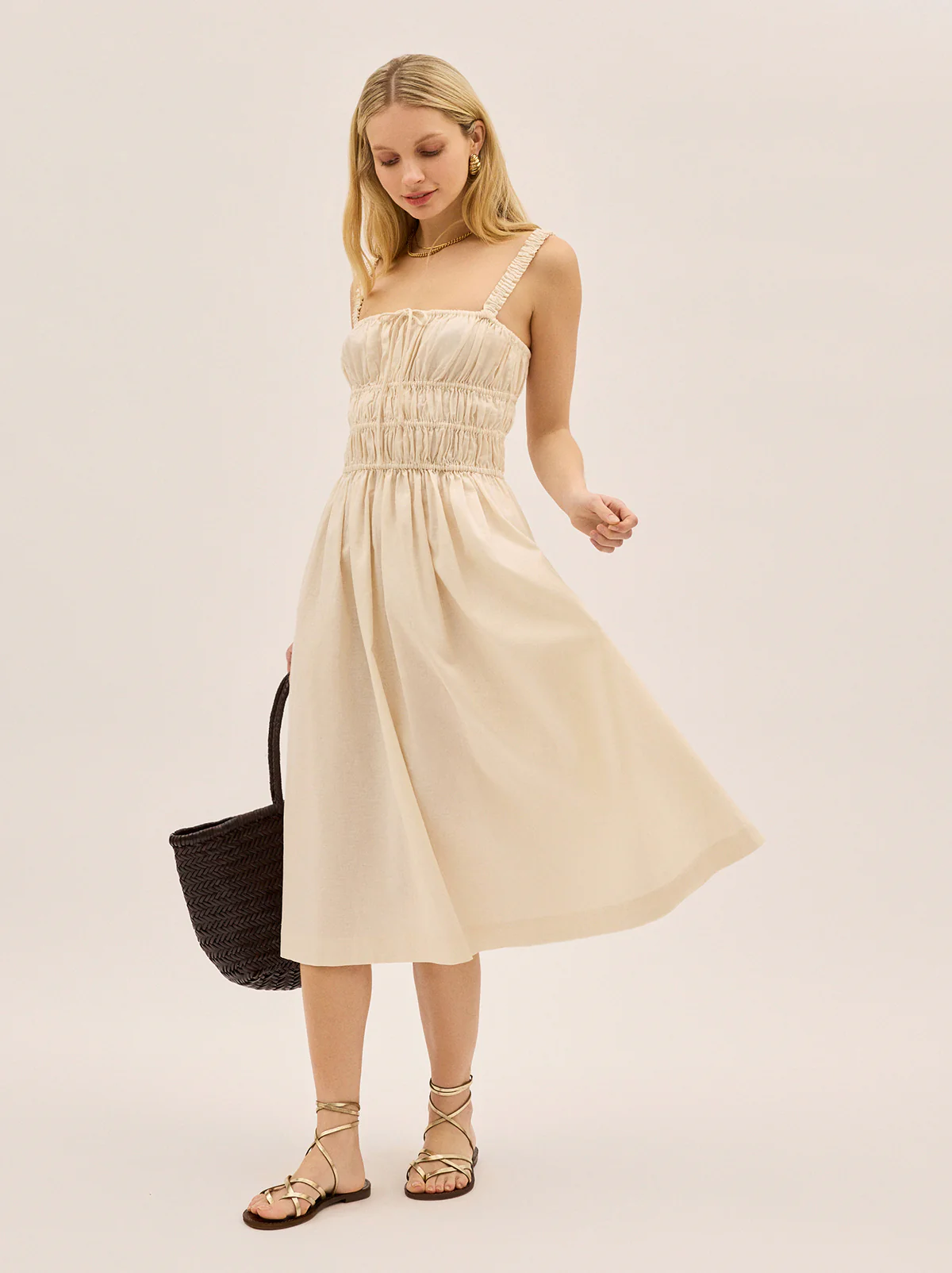 Arya Ivory Cotton Linen Dress