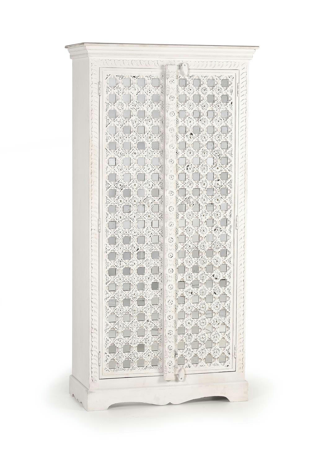 - Armoire en bois de manguier en blanc