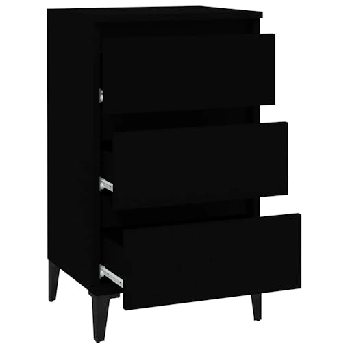 NNEVL Bedside Cabinet Black 40x35x70 cm Engineered Wood