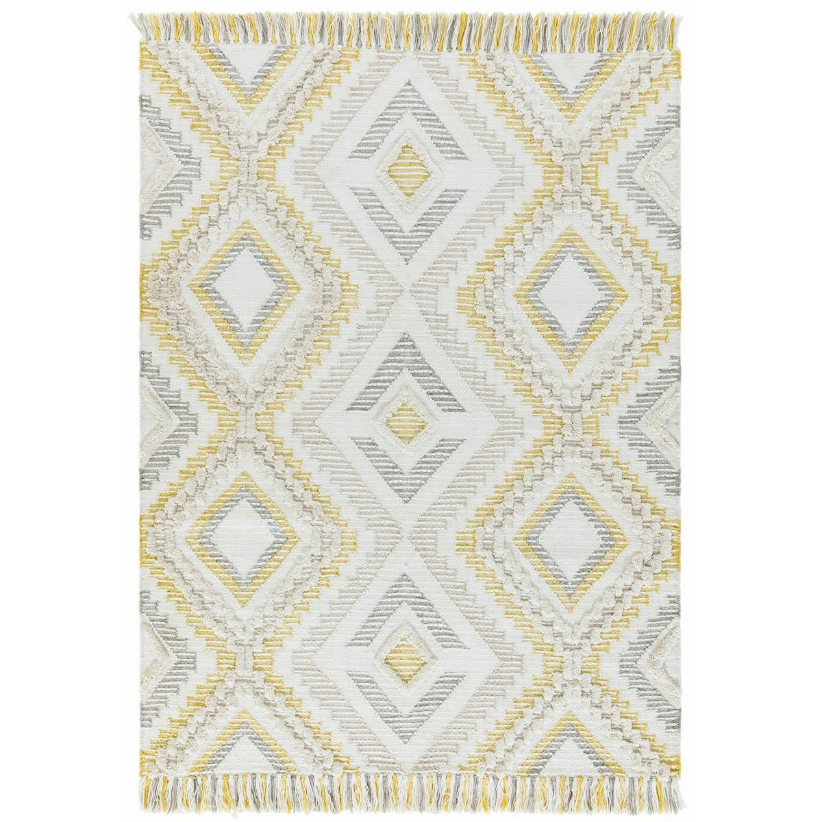 MIRAMAR - Tapis de salon en Polyester recyclé Jaune moutarde 160x230 cm