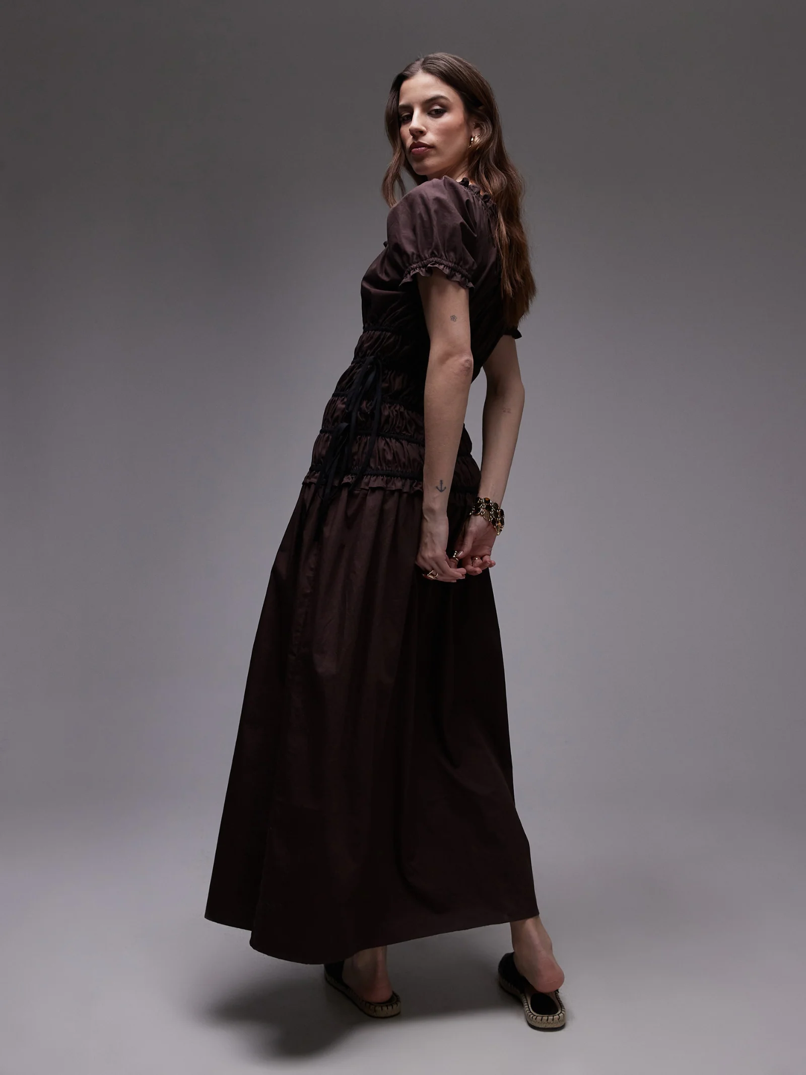 Cap Sleeve Ruched Dress