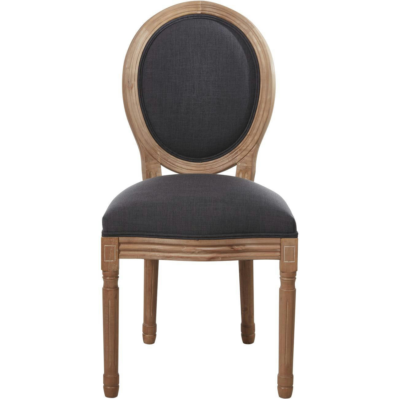 MEDAILLON - Lot de 2 - Chaise assise tissu gris anthracite pieds bois