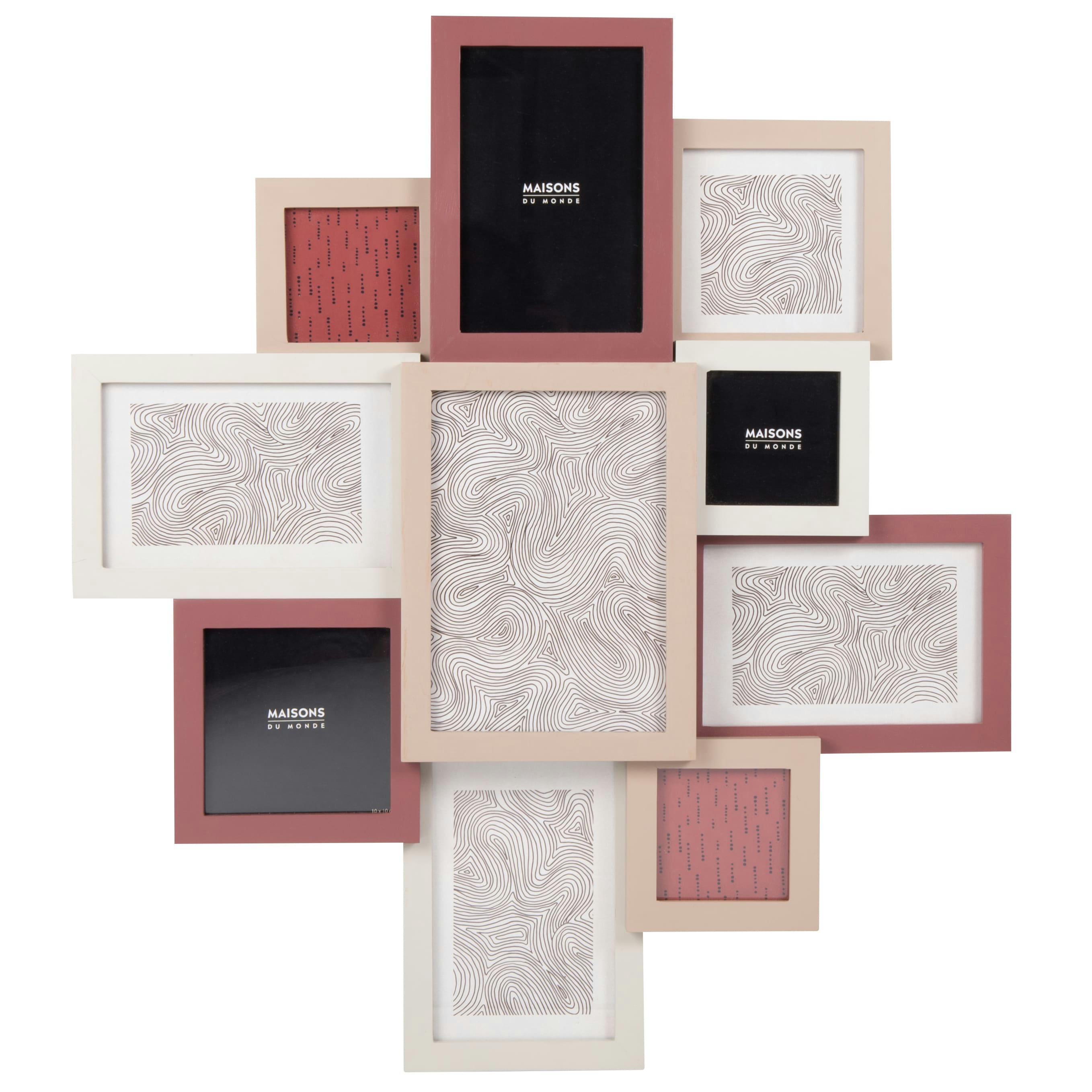 - Cadre multivues 10 photos beige, terracotta et écru 54x48