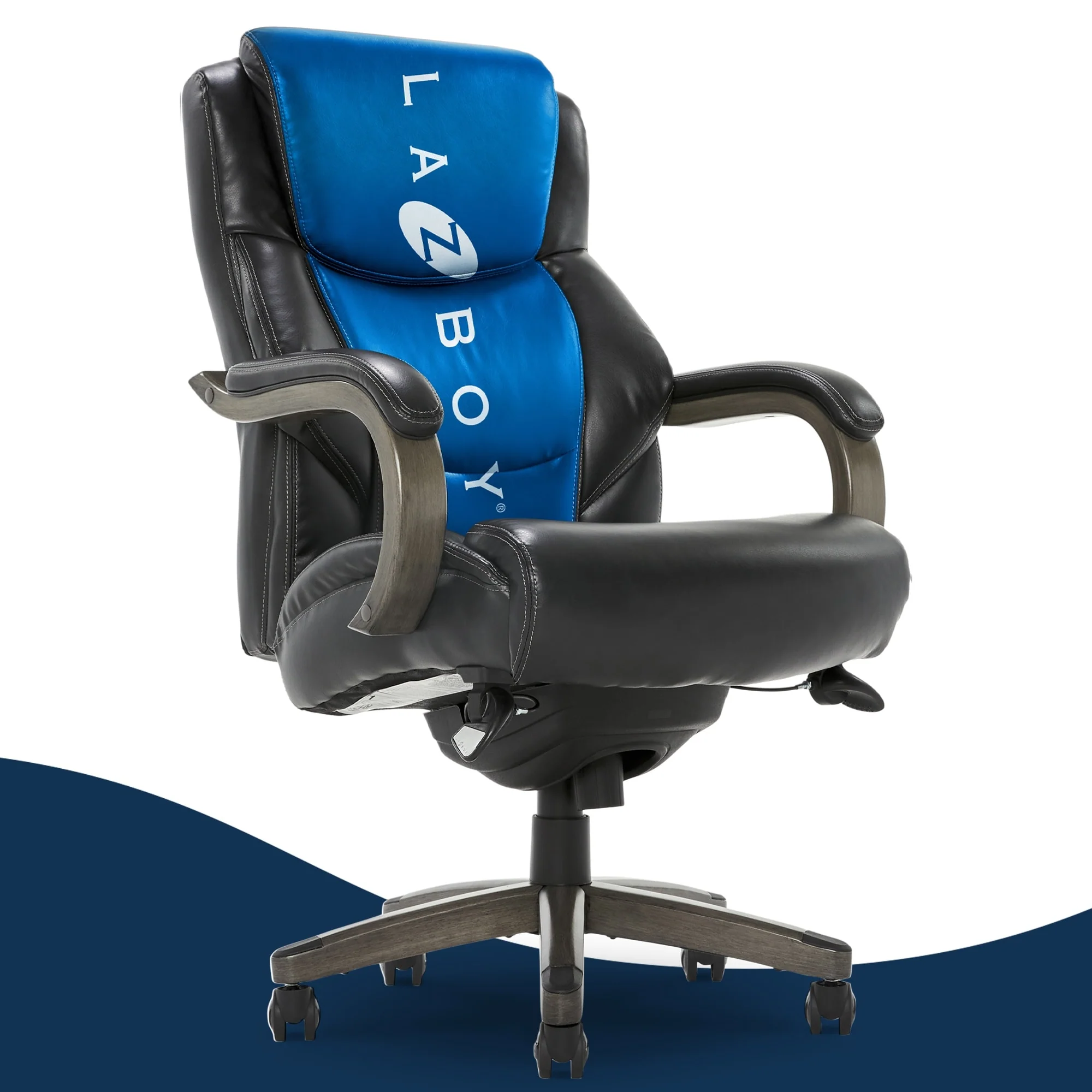 La-Z-Boy Delano Big & Tall Executive Office Chair, Mahogany Wood, Bonded Leather