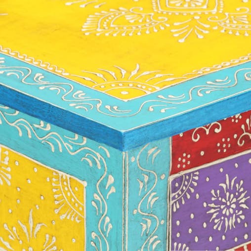 NNEVL Hand Painted Bedside Cabinet 40x30x50 cm Solid Mango Wood