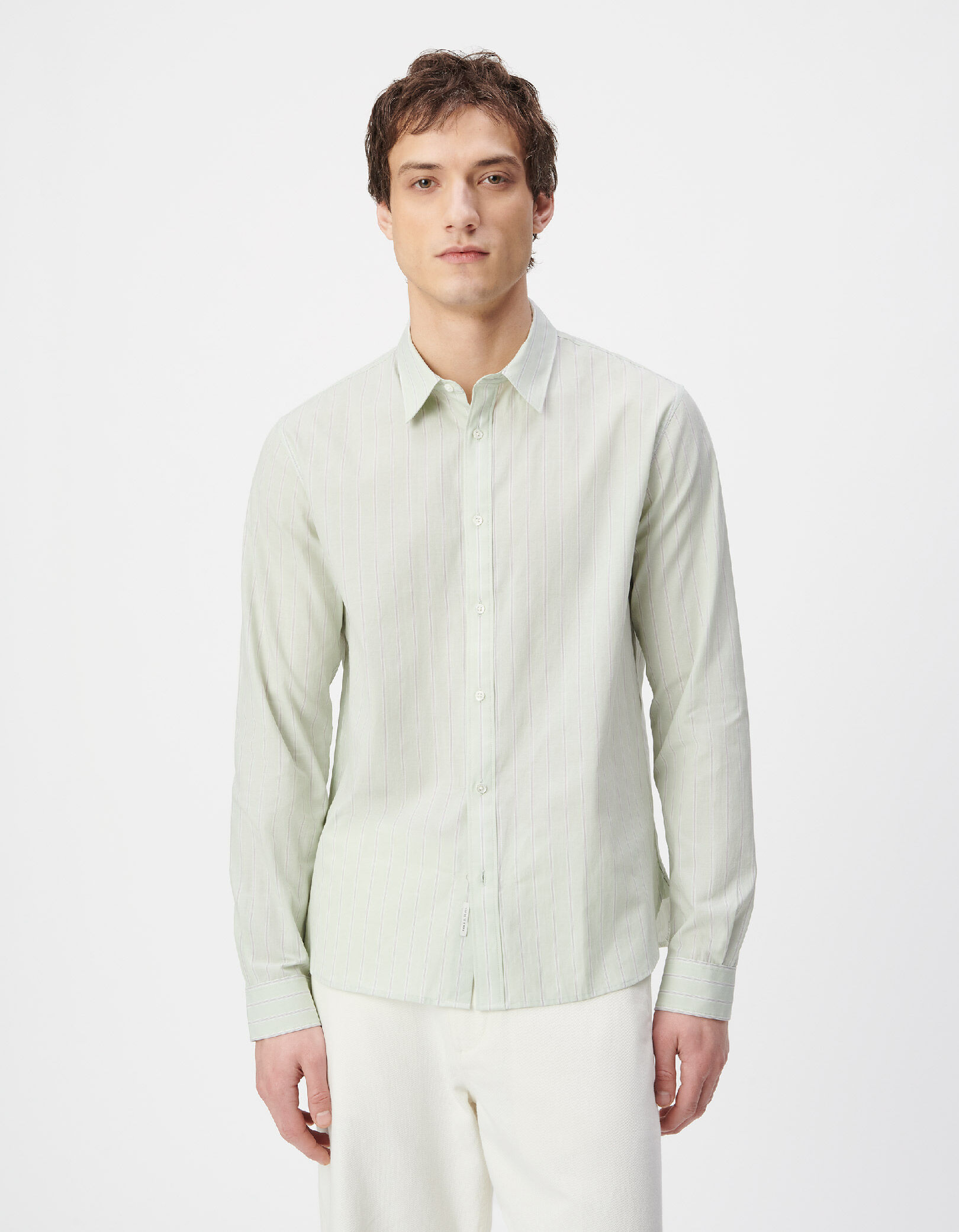 Chemise regular verte coton bio motif rayures Homme