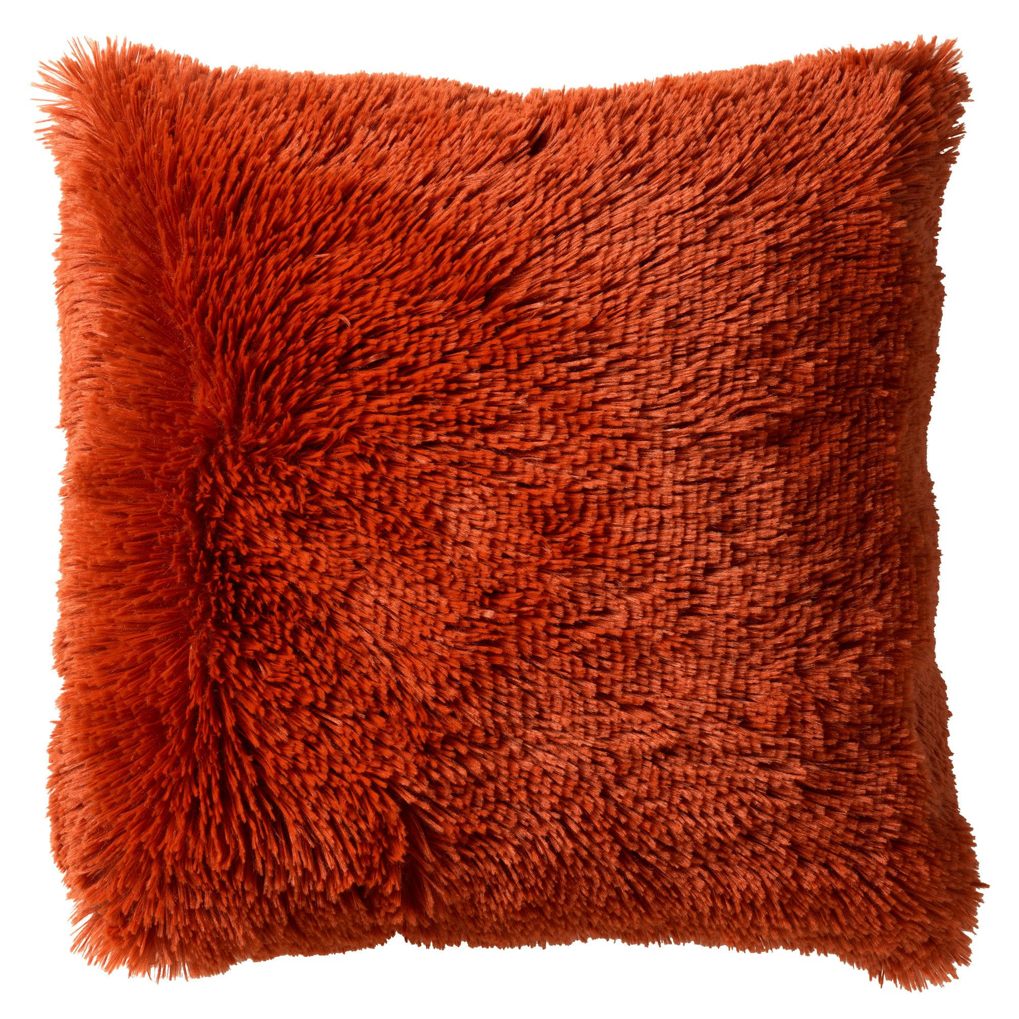 - Housse de coussin orange fausse fourrure-60x60 cm uni