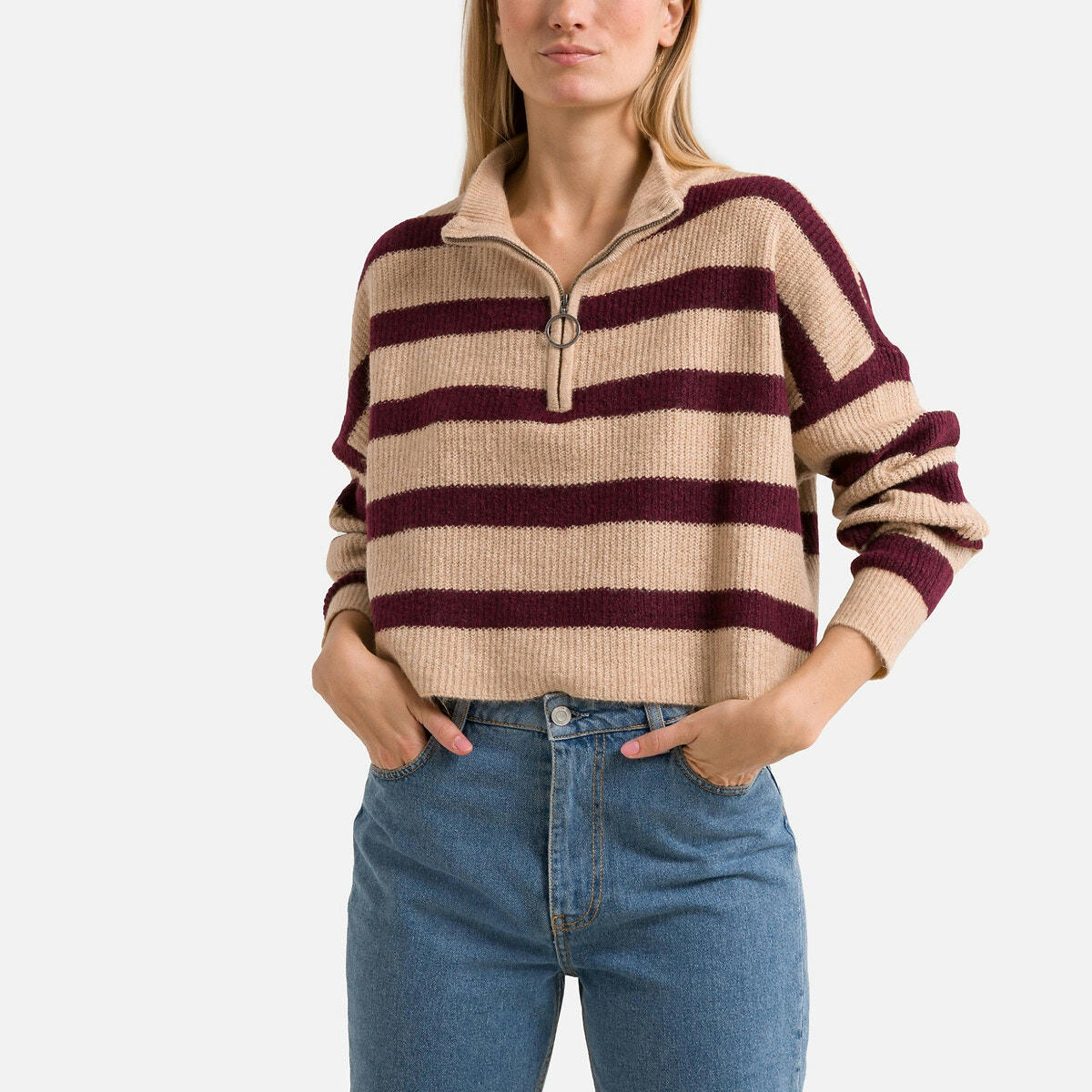 Pull col montant en grosse maille