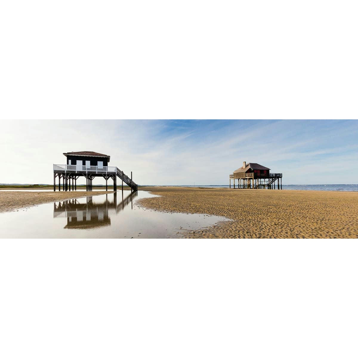 PLAGE - Tableau sur toile maison près du bassin 30x97 cm