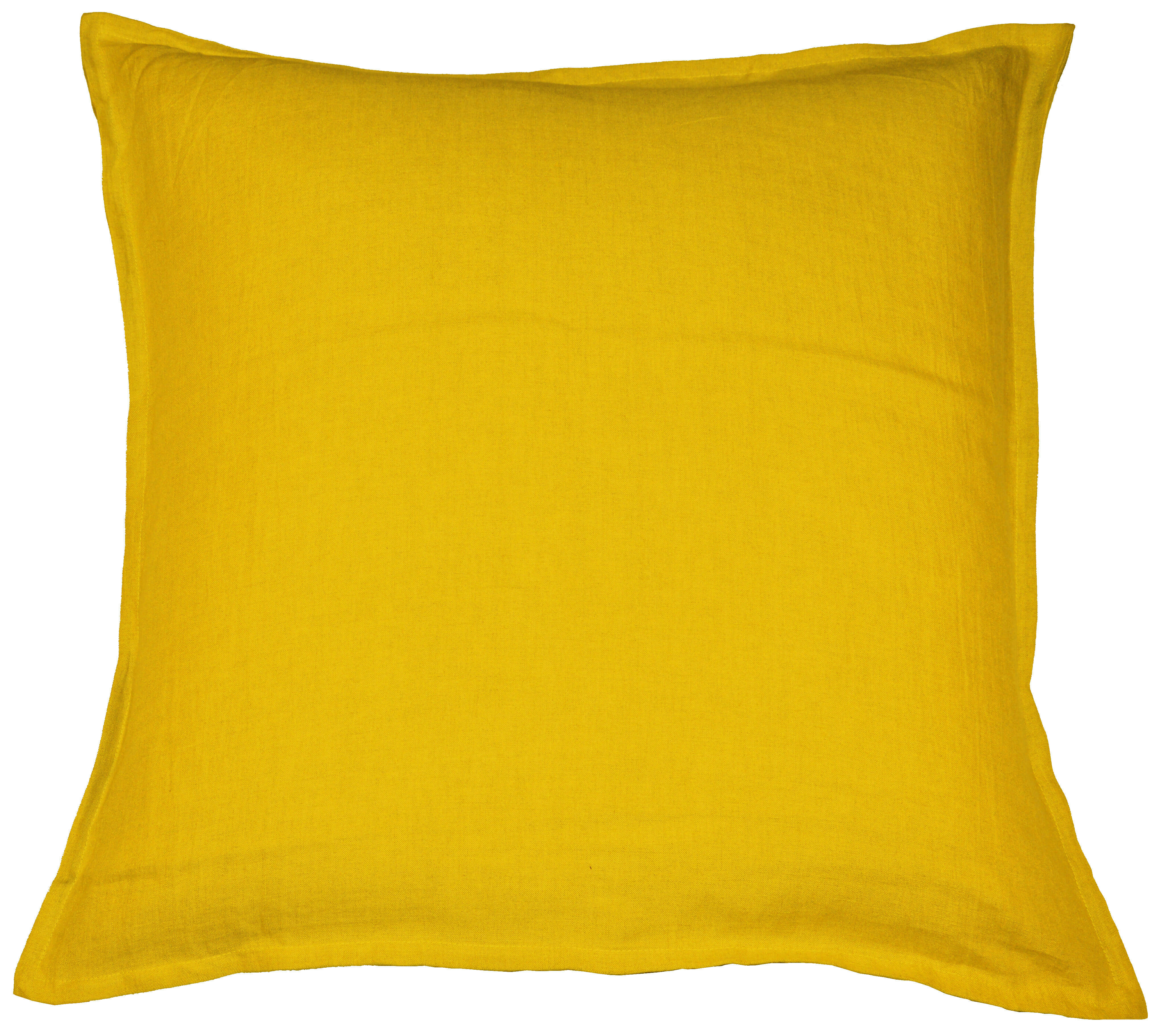 TAIE OREILLER LIN - Lot de 2 taies d'oreillers en lin jaune 65x65cm