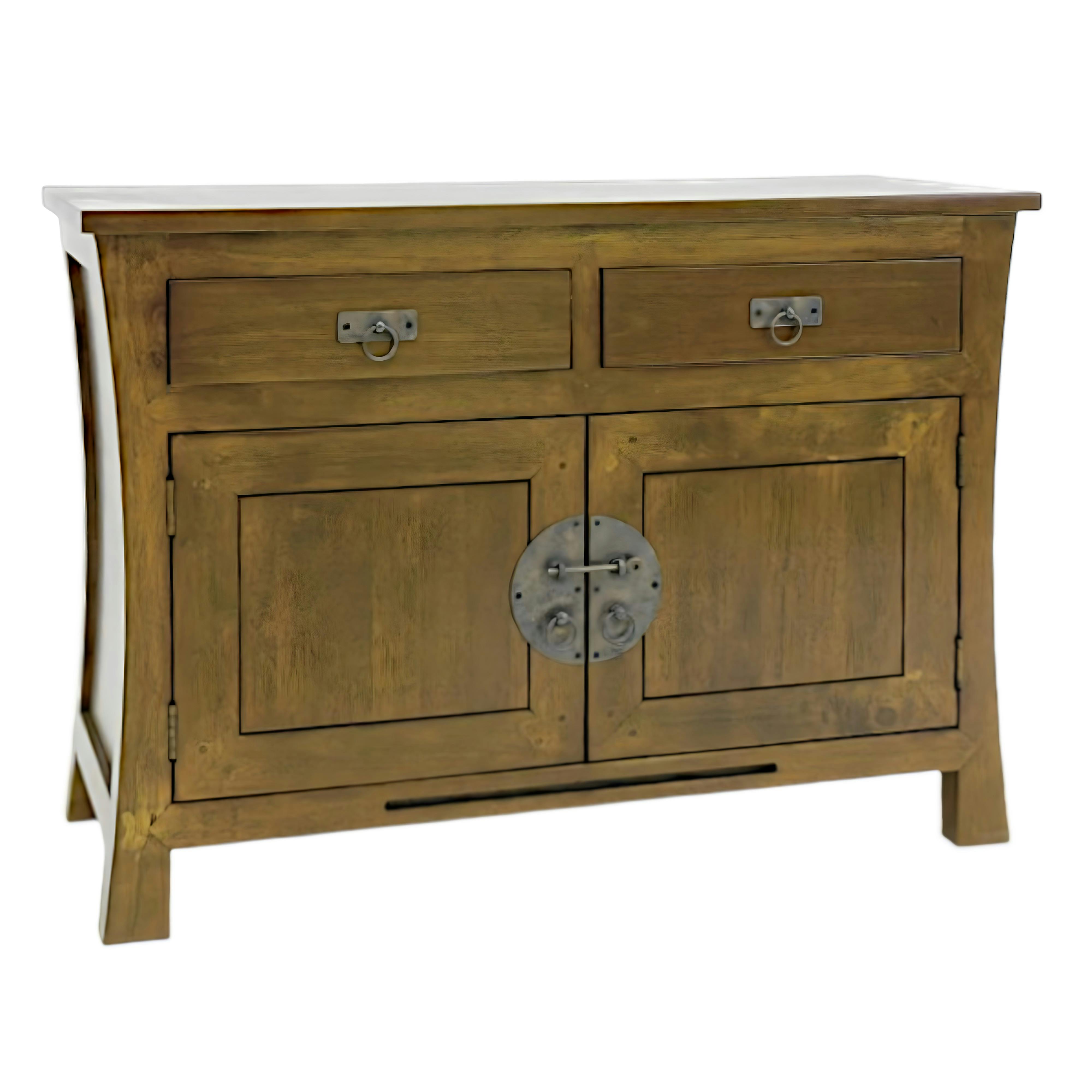 Bahut bas asiatique 2 portes hévéa 98cm MAORI
