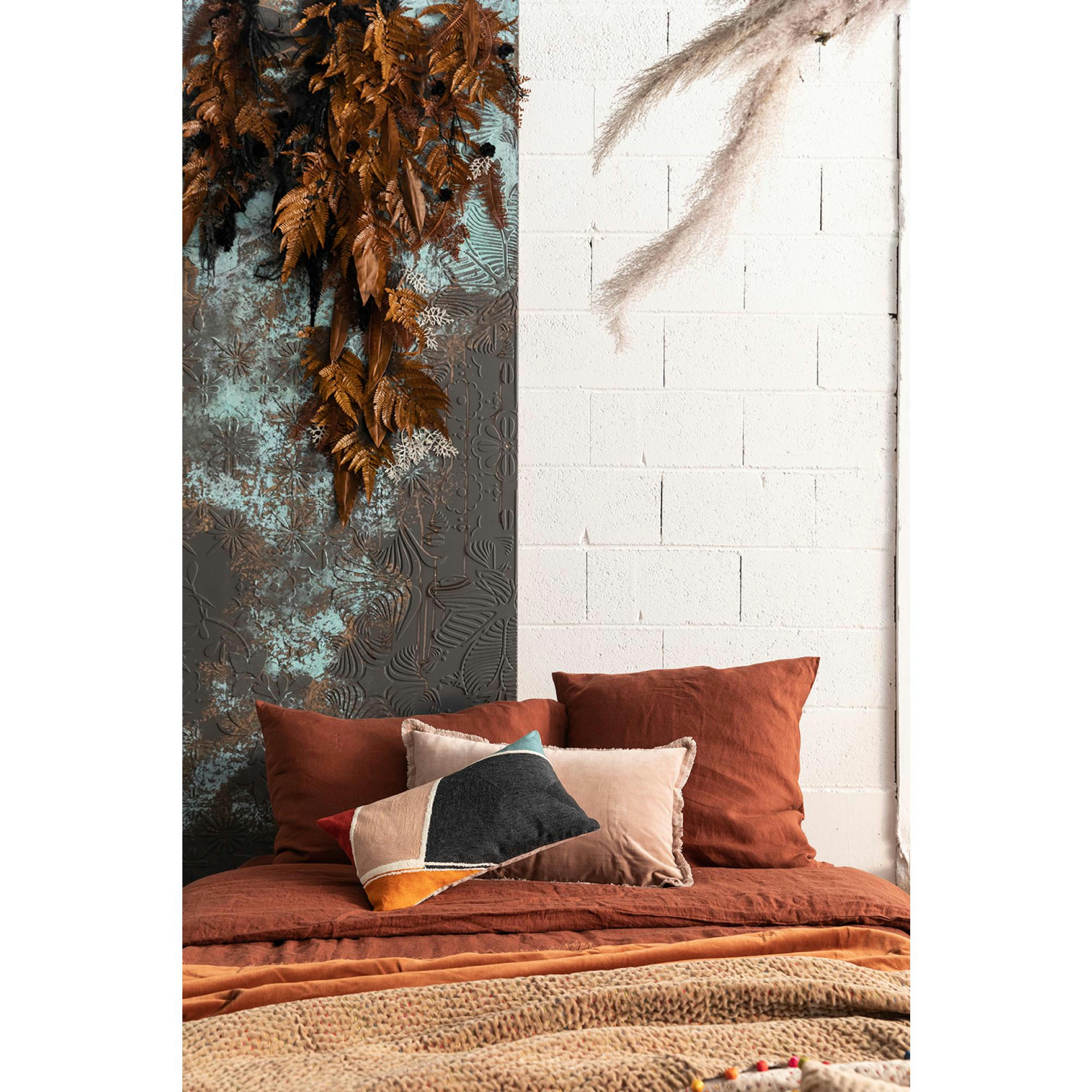 FARA - Coussin uni  en coton sesame 30 x 50