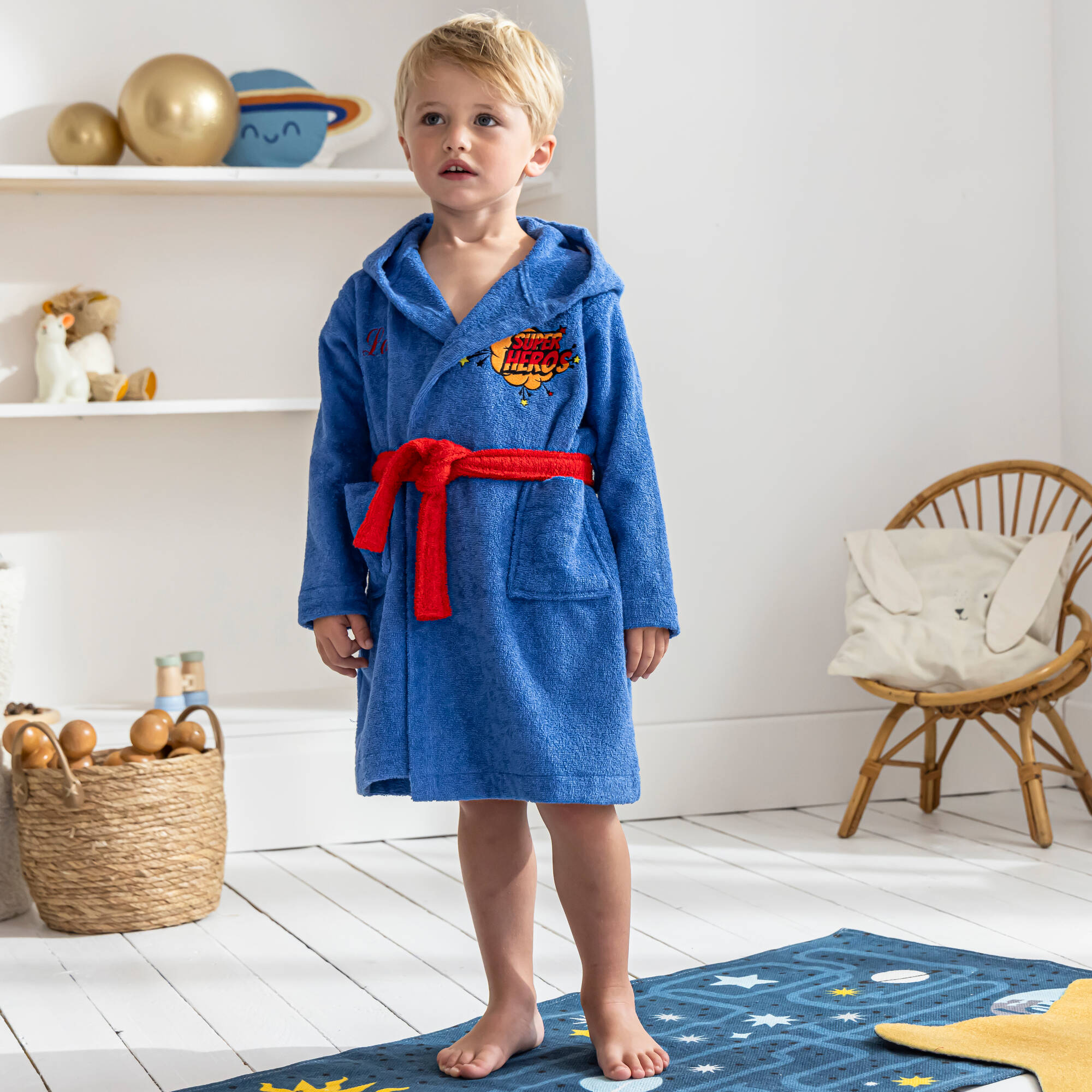 Peignoir de bain enfant personnalisable super-héros à capuche