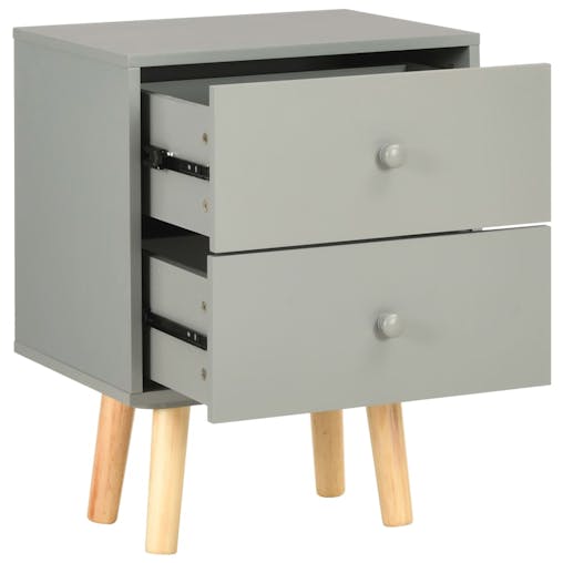 NNEVL Bedside Cabinets 2 pcs Grey 40x30x50 cm Solid Pinewood