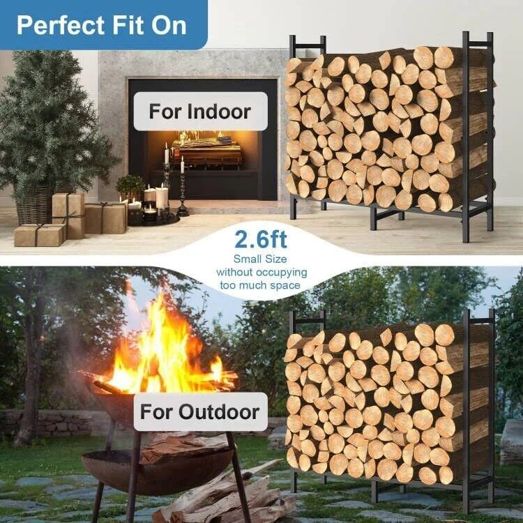 2.6ft Outdoor Indoor Firewood Rack