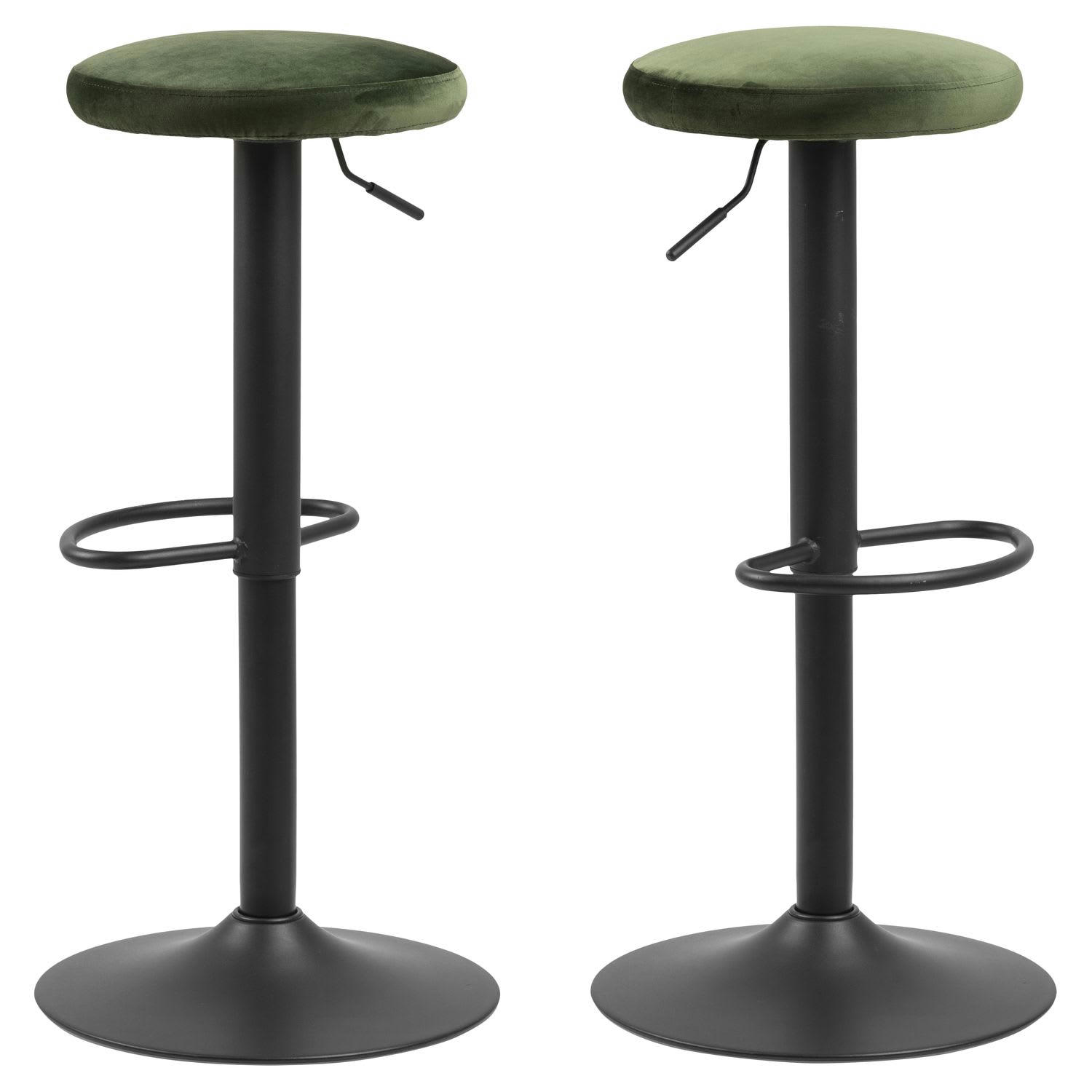 FINCH - Lot de 2 tabourets de bar avec repose pieds et hauteur réglable
