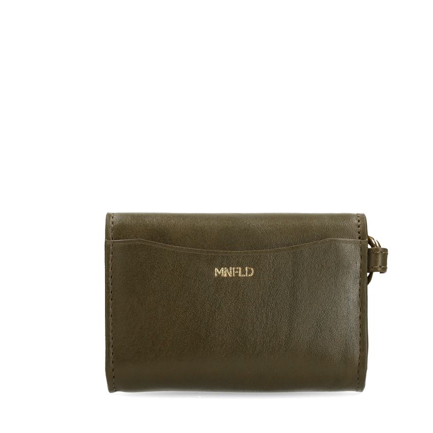 Manfield Olijfgroene leren portemonnee