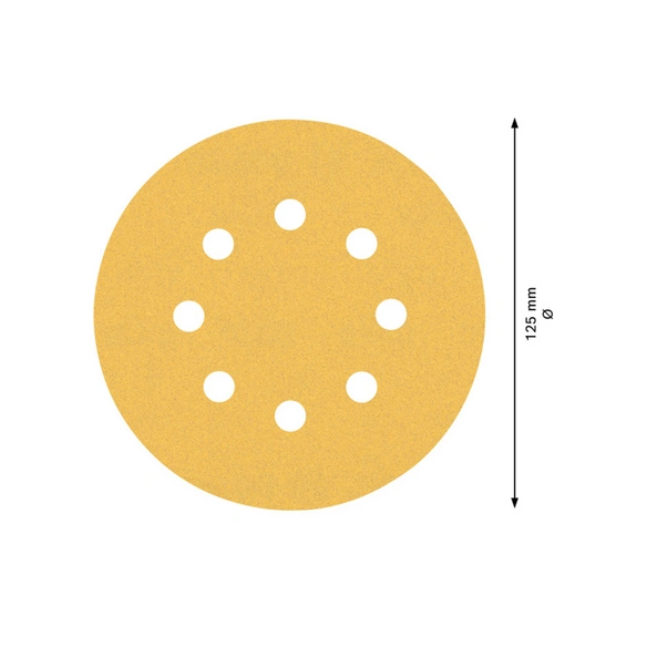 Schleifblatt, 8 Löcher, Ø 125 mm, K120, 5 Stück