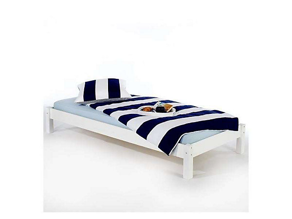 Lit futon TAIFUN, en pin massif, 90 x 200 cm, lasuré blanc