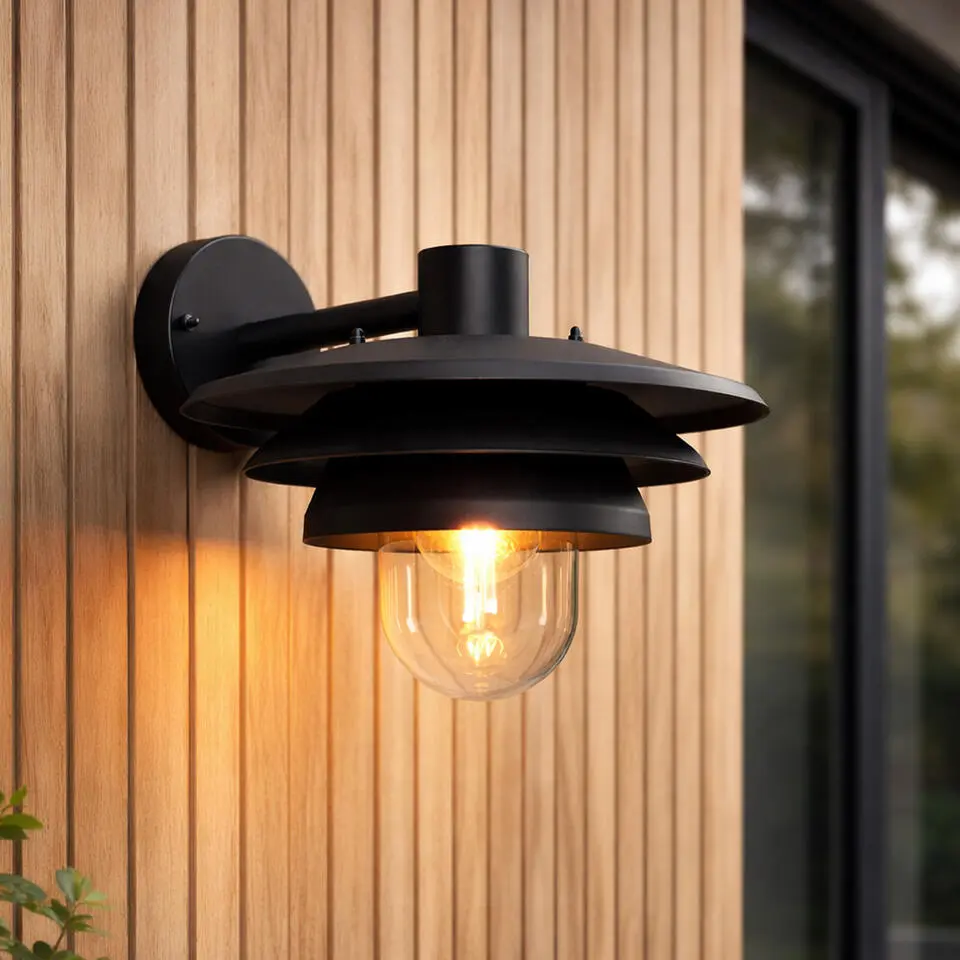 Qazqa wandlamp met glas morty zwart e27