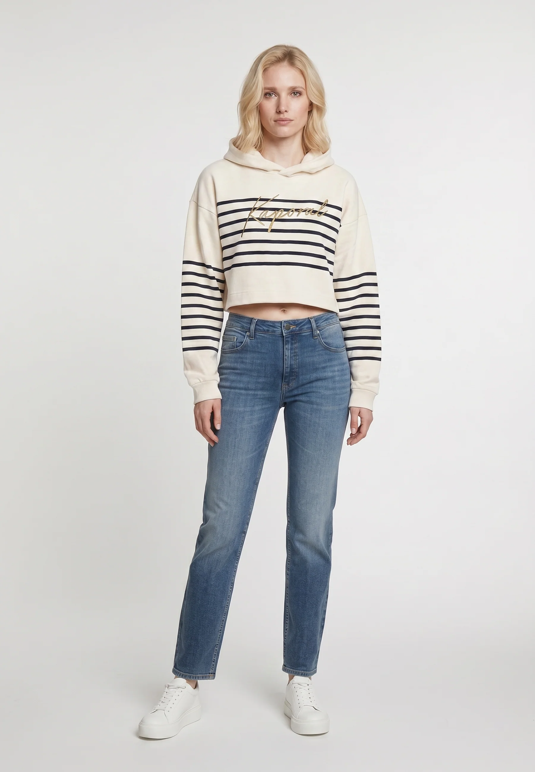 Sweat à capuche regular blanc cassé coton KAT