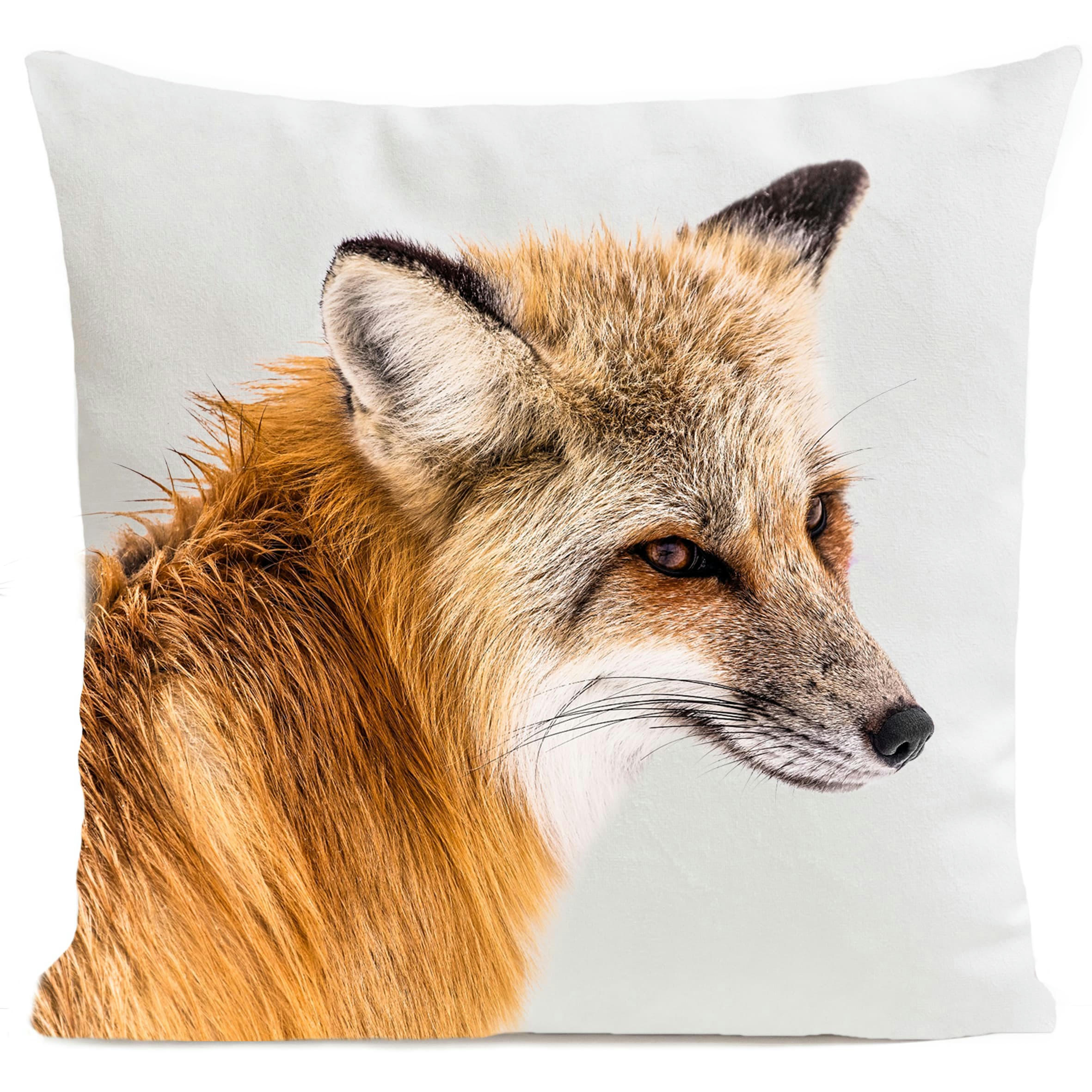 - Coussin animal renard suédine blanc 40x40cm