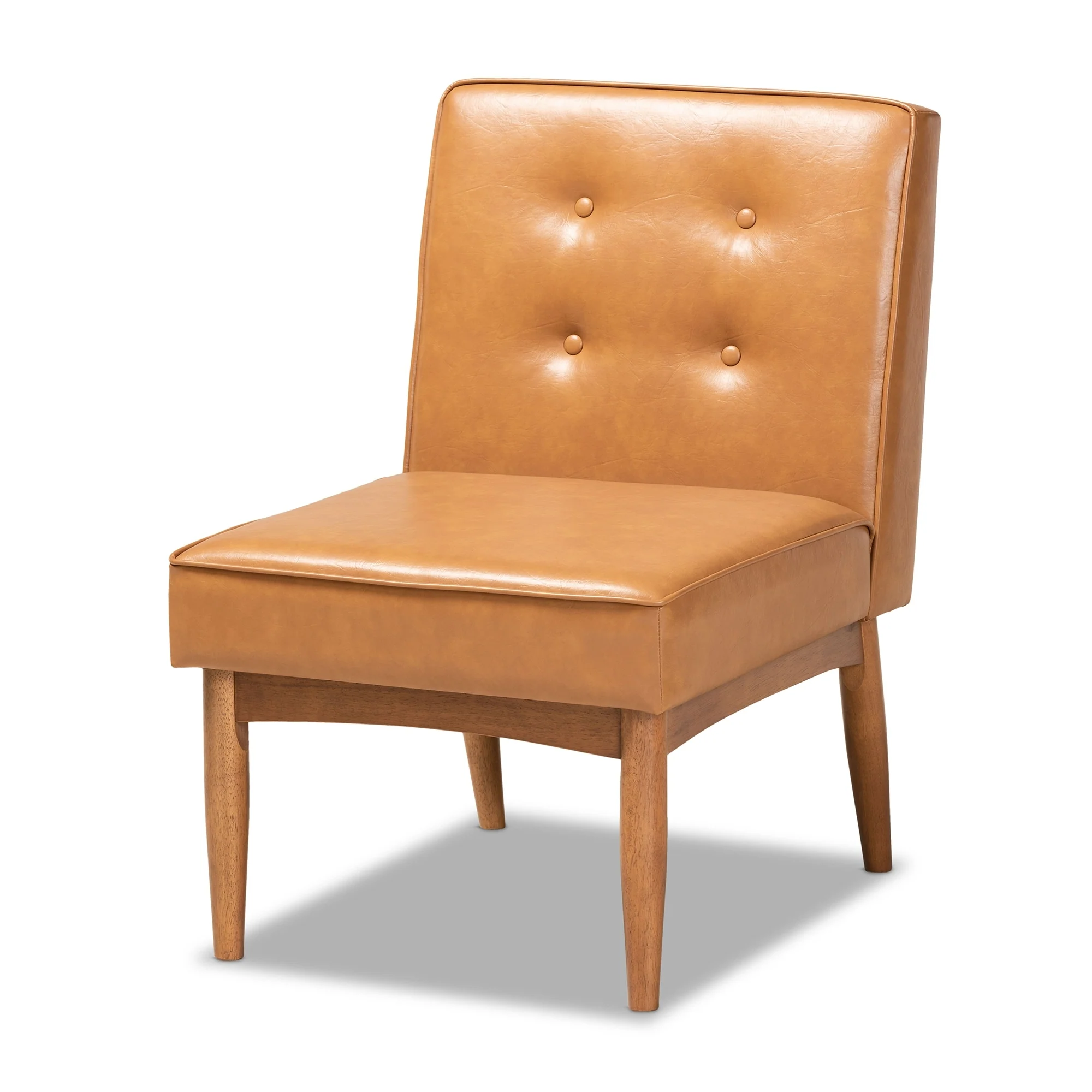 Arvid Tan Faux Leather and Walnut Brown Finished Wood Dining Chair