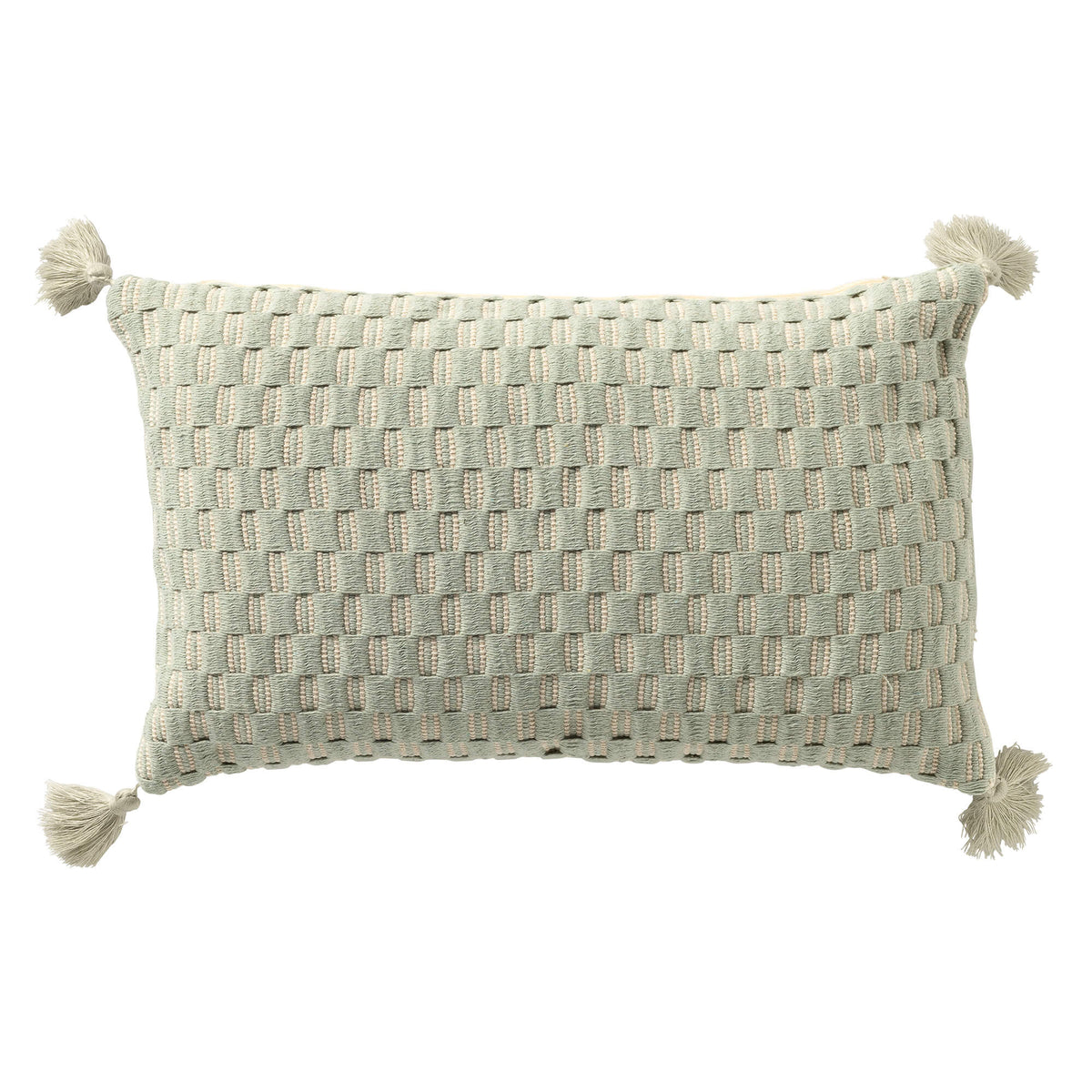 DAIMY - sierkussen 30x50 cm - met kwastjes - Harbor Gray - beige, blauw