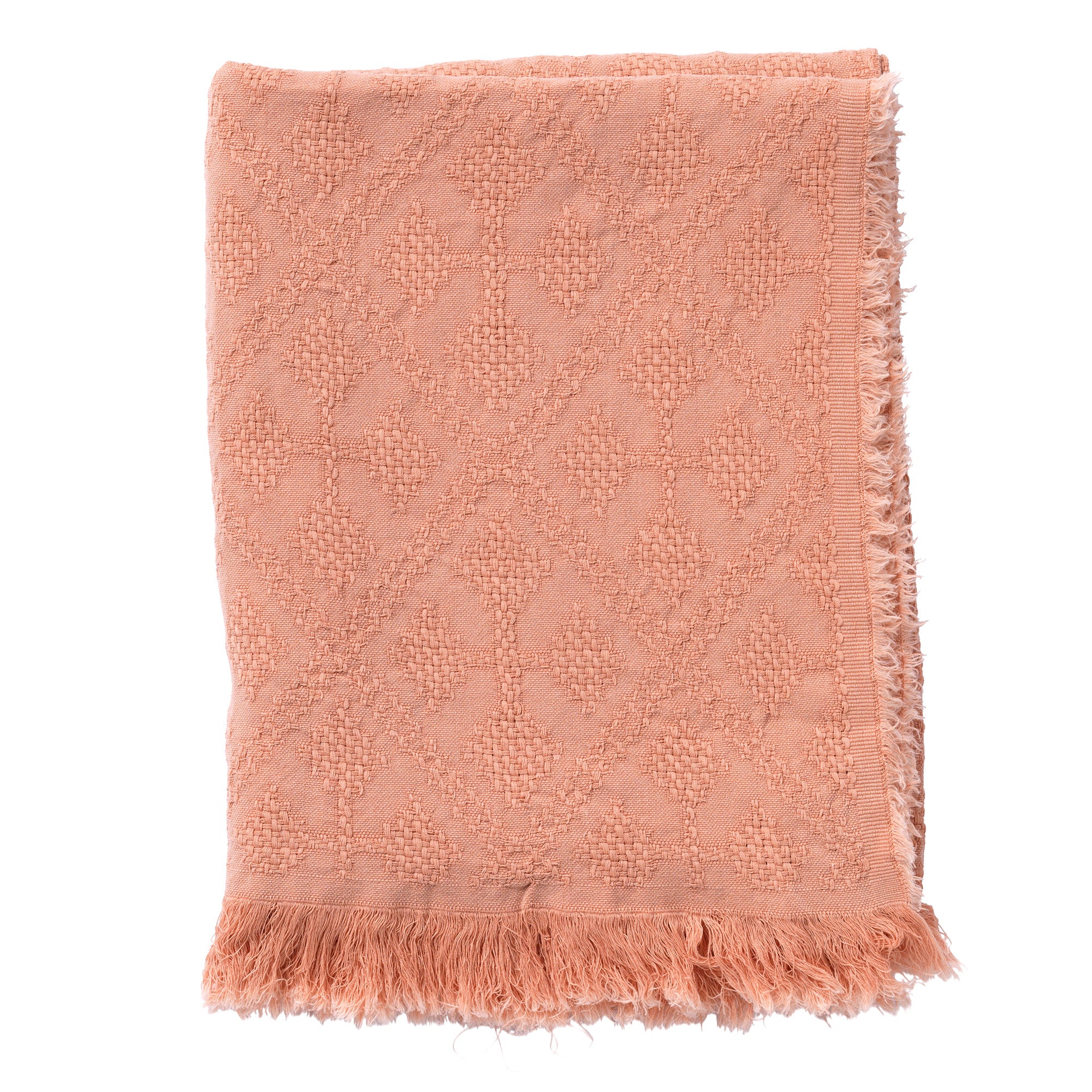 BELLE - plaid 130x180 cm - 100% katoen - geweven patroon - Muted Clay - roze