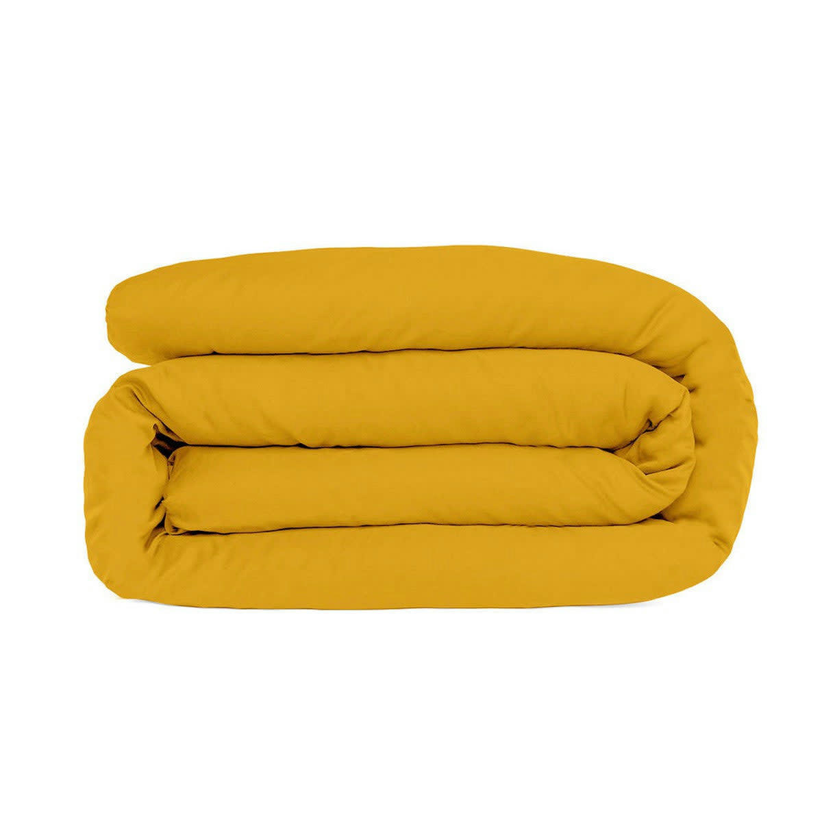 JULIA - Housse de couette satin de coton  260x240 jaune moutarde