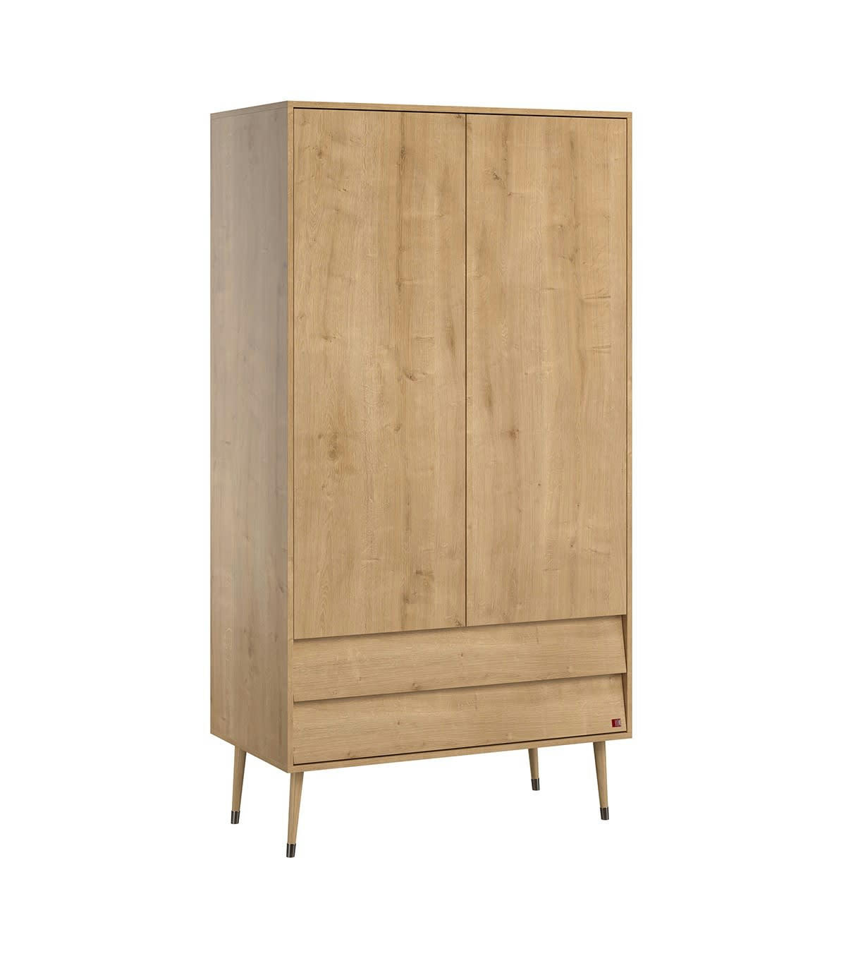 BOSQUE - Armoire 2 Portes 2 Tiroirs avec Penderie -  L100 x H191 cm
