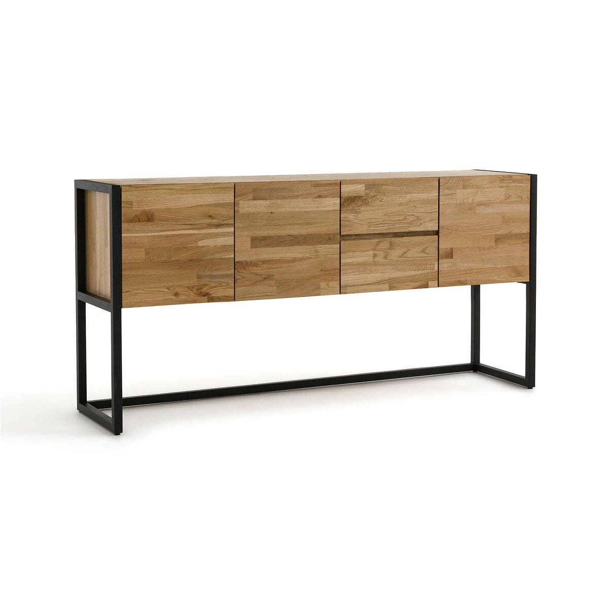 Buffet enfilade chêne massif et métal acier, Hiba