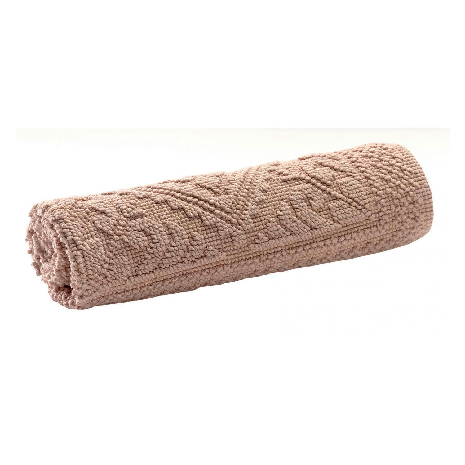 ENZO - Tapis de bain uni  en coton aubepine 54 x 110