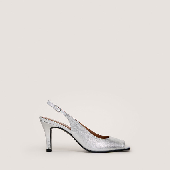 Escarpins slingbacksen cuir métallisé argent | DEVOTION