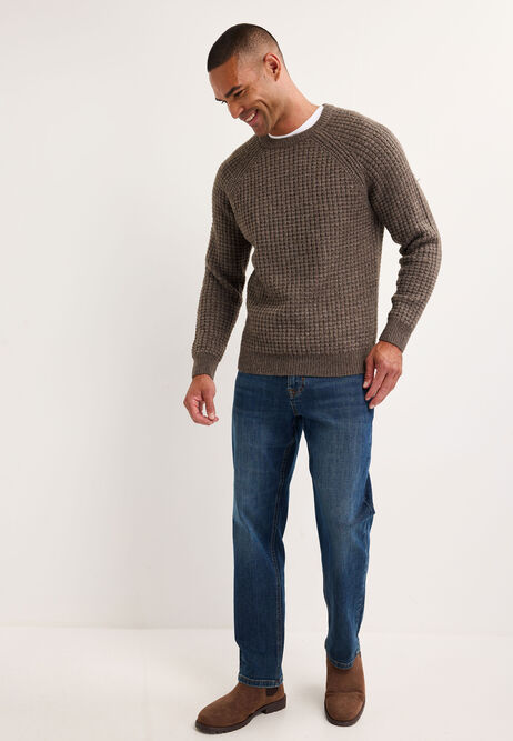 Mens Mocha Cosy Wool Blend Jumper
