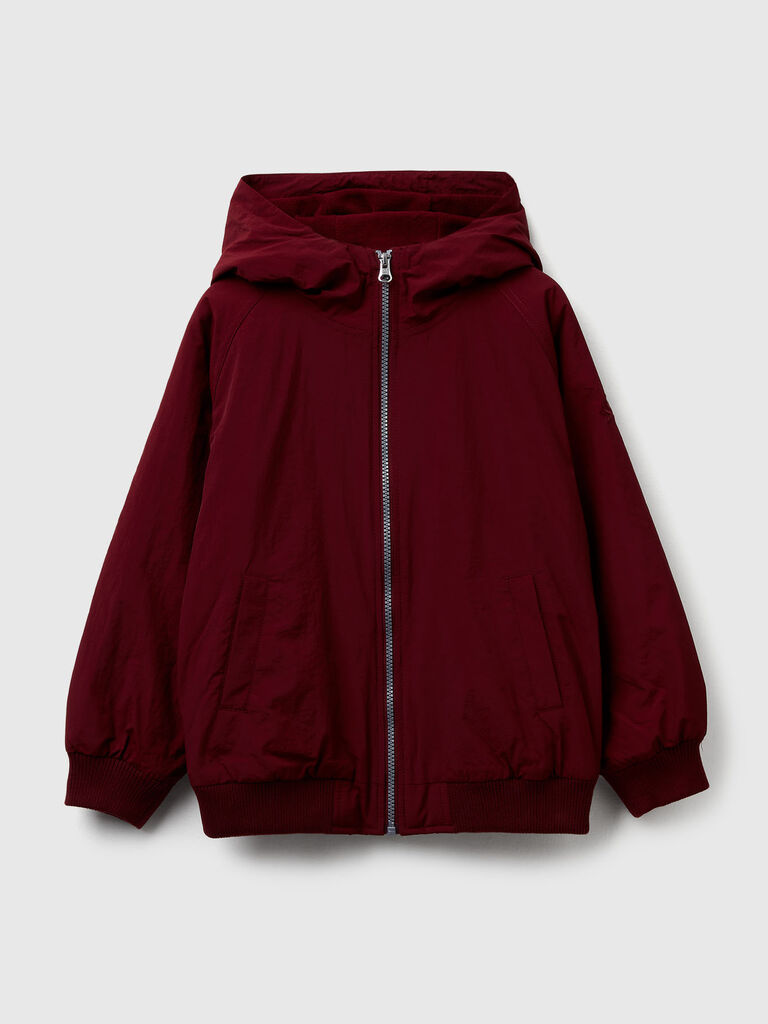 Nylon jacket with hood