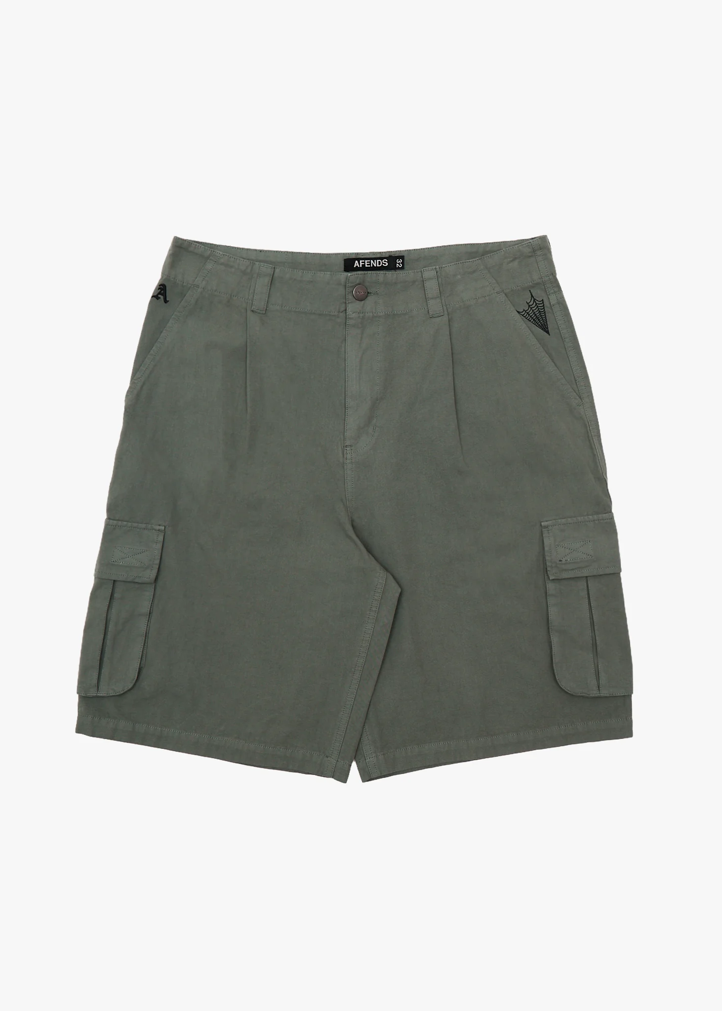 AFENDS Mens Summit - Pleated Cargo Short 22 - Washed Sycamore
